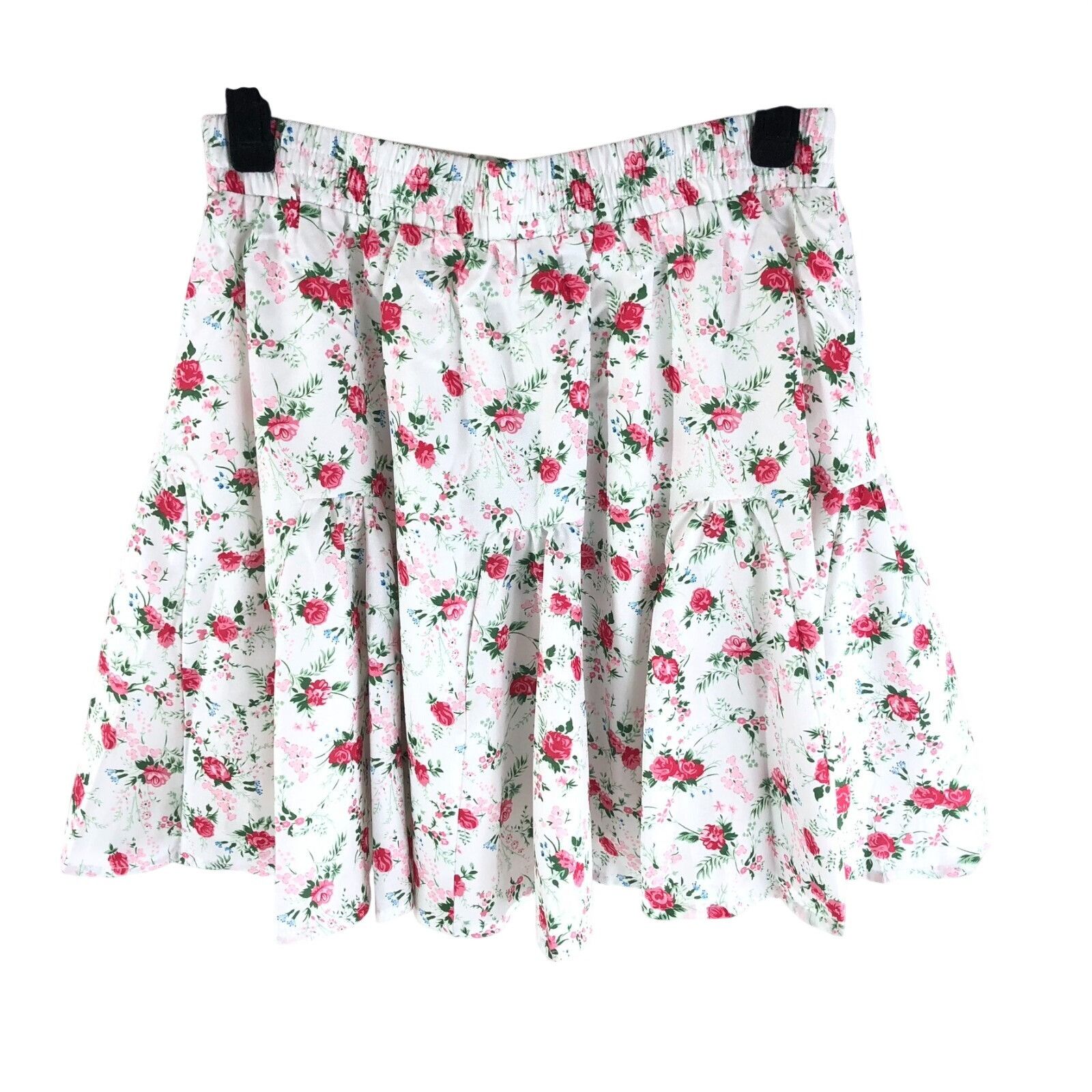 Lulus Lulus Cute Factor Floral Print Tiered Mini Skirt Pull On Whi Size 31" - 2 Thumbnail