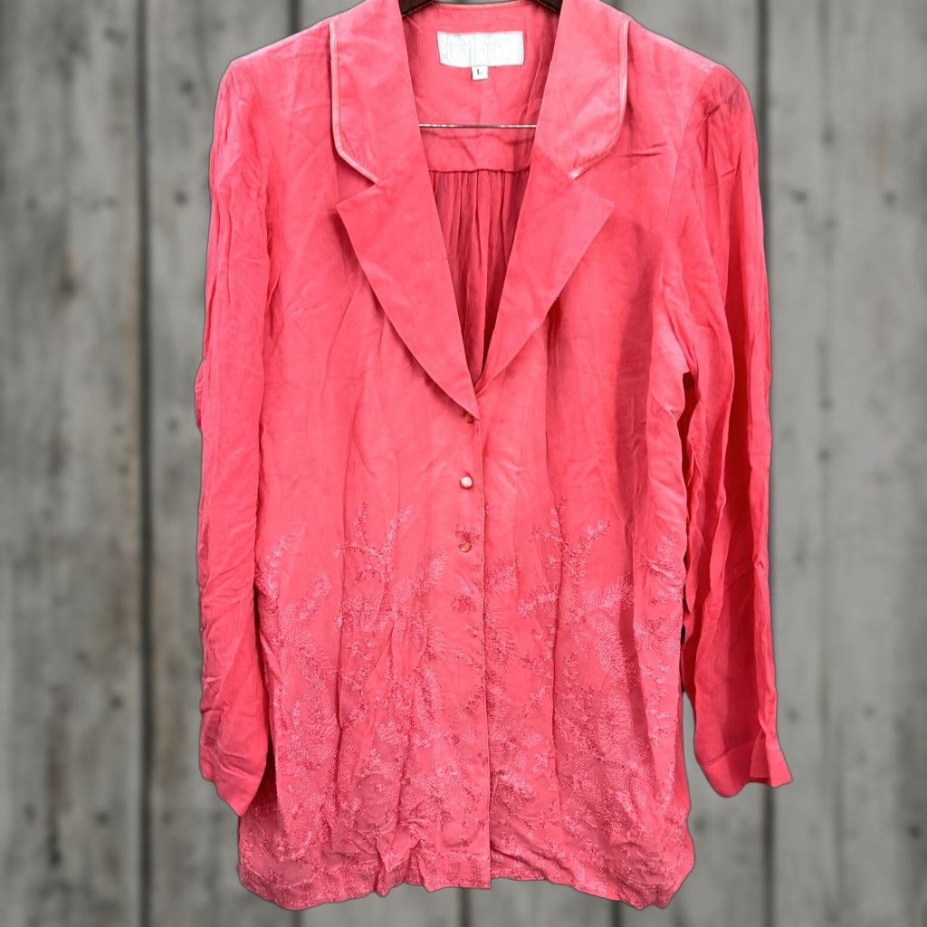 Vintage VINTAGE Dorothy Schoelen Shirt Womens L Pink 90s Vintage Boho Kimono Embroidered Y2K Platinum By Dorothy Schoelen Artsy Jacket Quiet Luxury Size L / US 10 / IT 46 - 1 Thumbnail