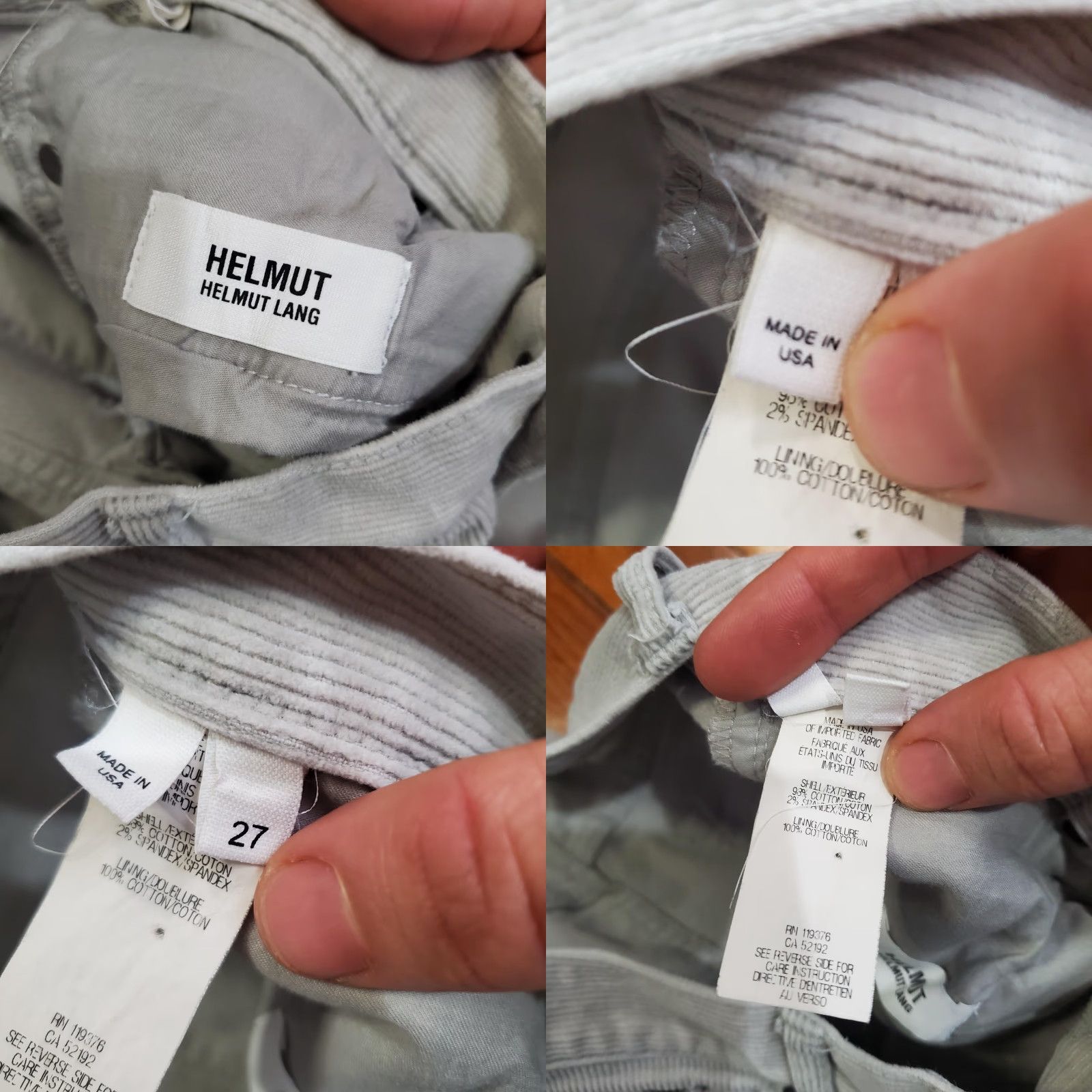 Helmut Lang Helmut Lang Pants Womens 27 Gray Corduroy Skinny Jeggings Stretch Made USA Size 27" / US 4 / IT 40 - 8 Thumbnail