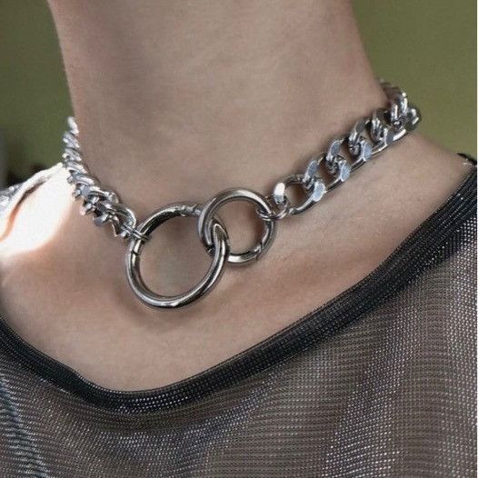 Other Round Geometric Hollow Punk Chain Choker Necklace Size ONE SIZE - 1 Thumbnail