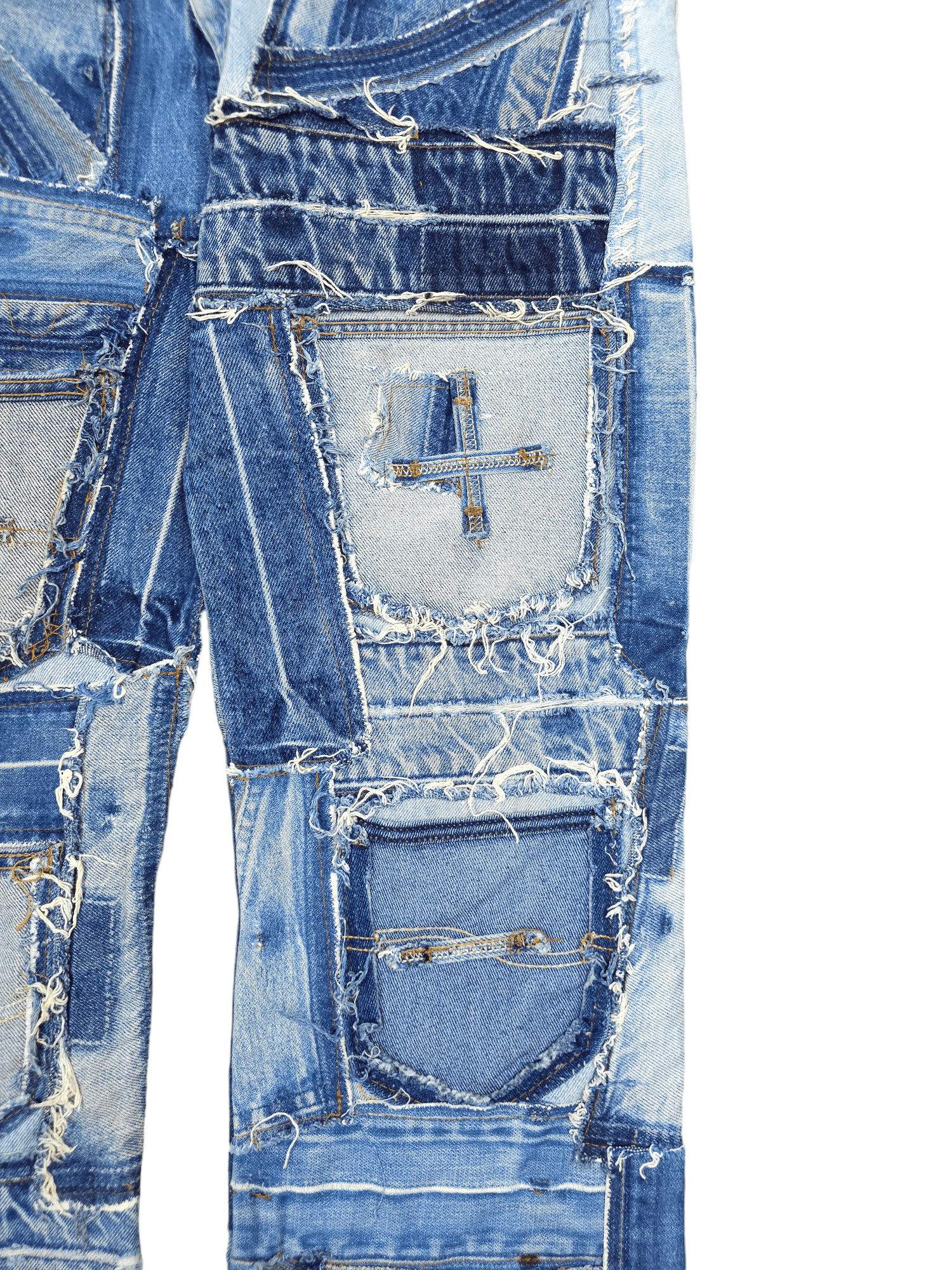 Japanese Brand × Levi's × Vintage 💎 34/32 Vintage Levi’s 505 Custom Patchwork Denim Jeans Size US 34 / EU 50 - 8 Thumbnail
