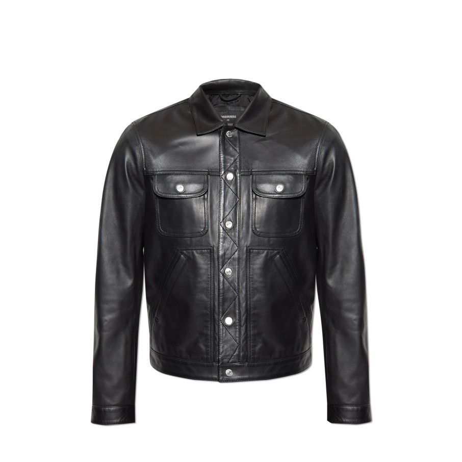 Dsquared2 DSQUARED2 Black Leather Jacket New & Authentic (Men's size:S Size US S / EU 44-46 / 1 - 1 Preview