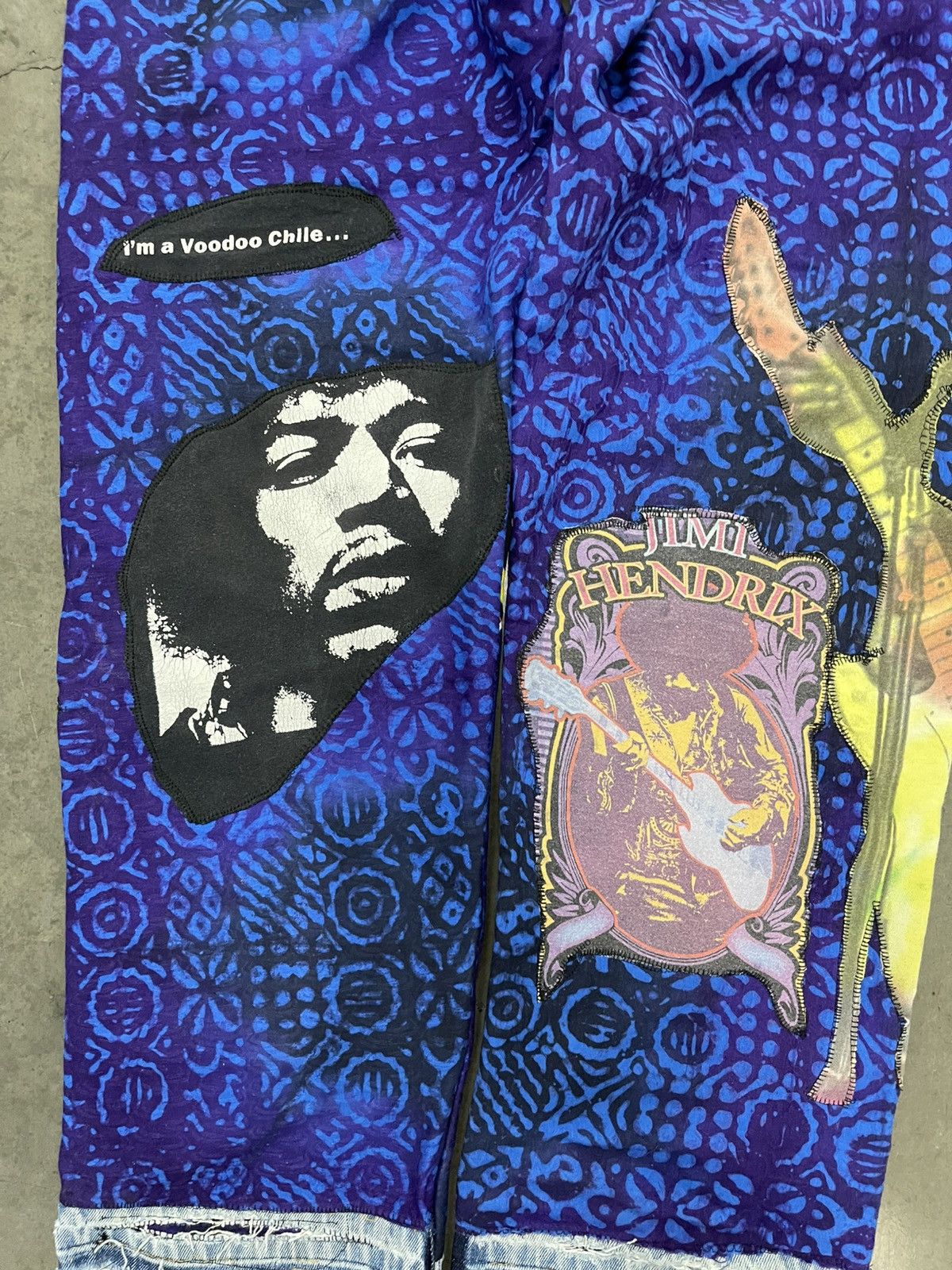 Jimi Hendrix JIMI HENDRIX "I'M A Voodoo Chile" PATCHWORK DENIM JEANS Size US 38 / EU 54 - 4 Thumbnail