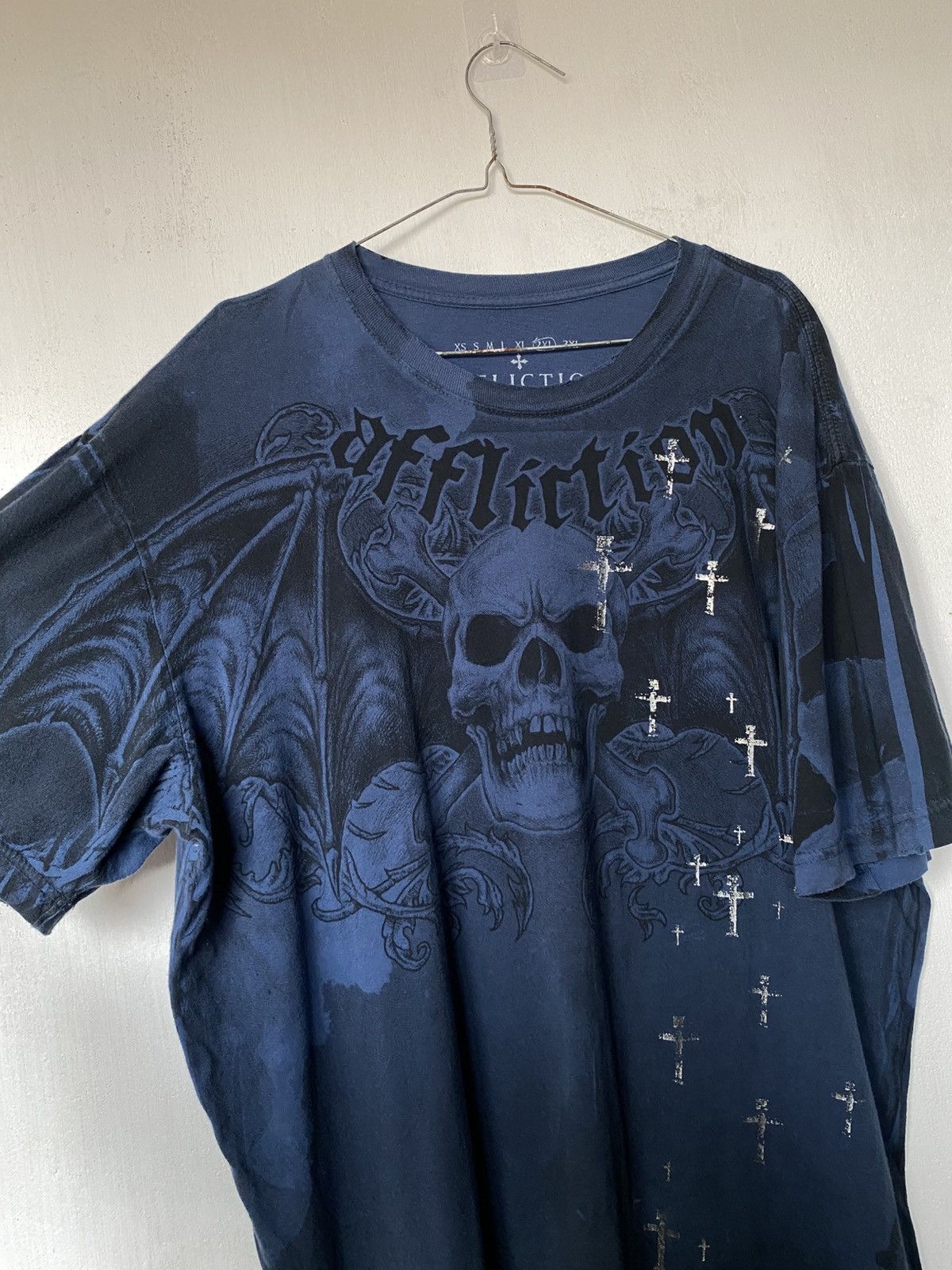 Affliction RARE Affliction Cross Skull Wings Graphic Tshirt Size US XL / EU 56 / 4 - 5 Thumbnail