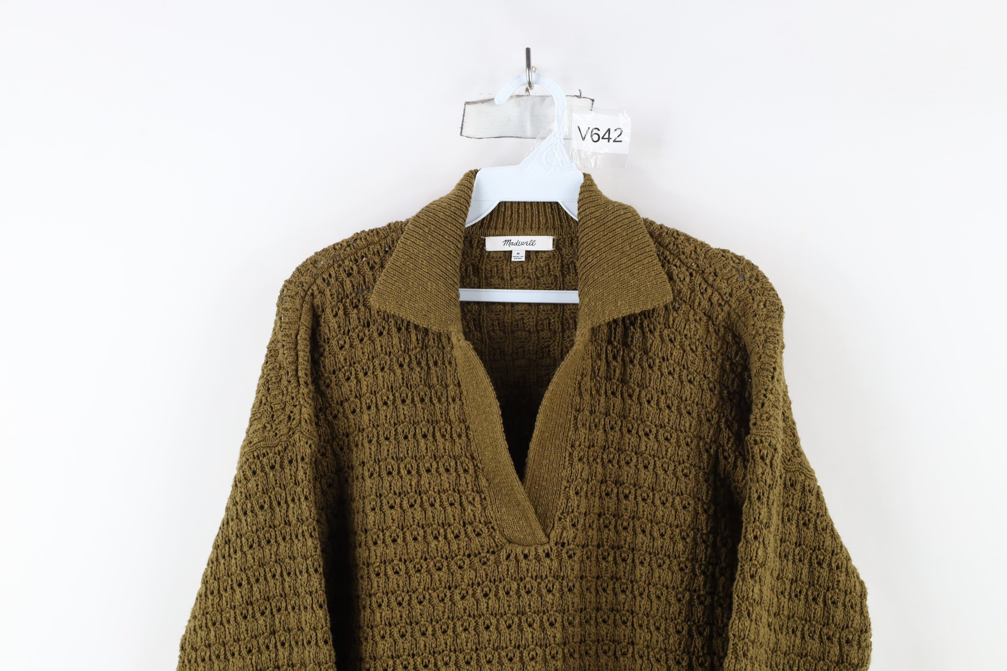 Madewell × Vintage Madewell Open Stitch Merino Wool Blend Knit Collared Sweater Size M / US 6-8 / IT 42-44 - 2 Thumbnail