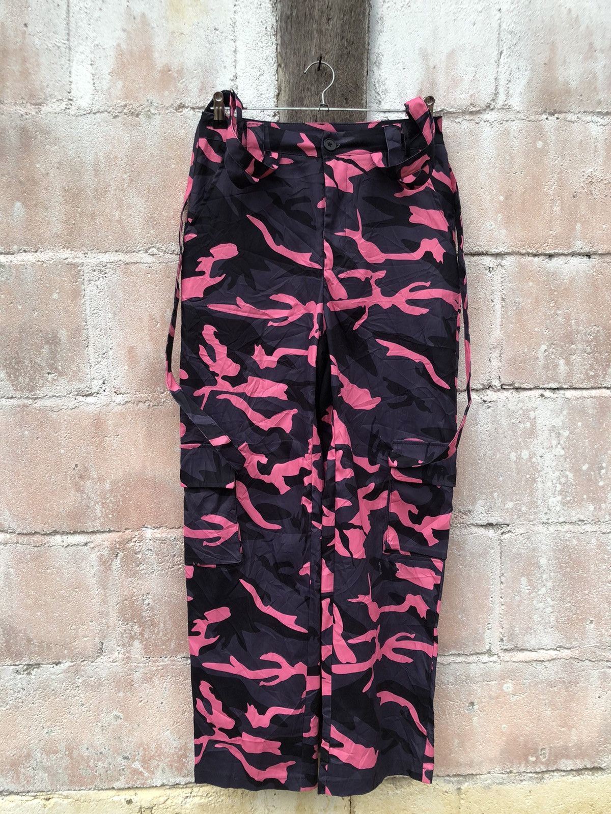 Japanese Brand Drawstring Work Pants Cargo Camouflage Pink Digi Size US 29 - 6 Thumbnail