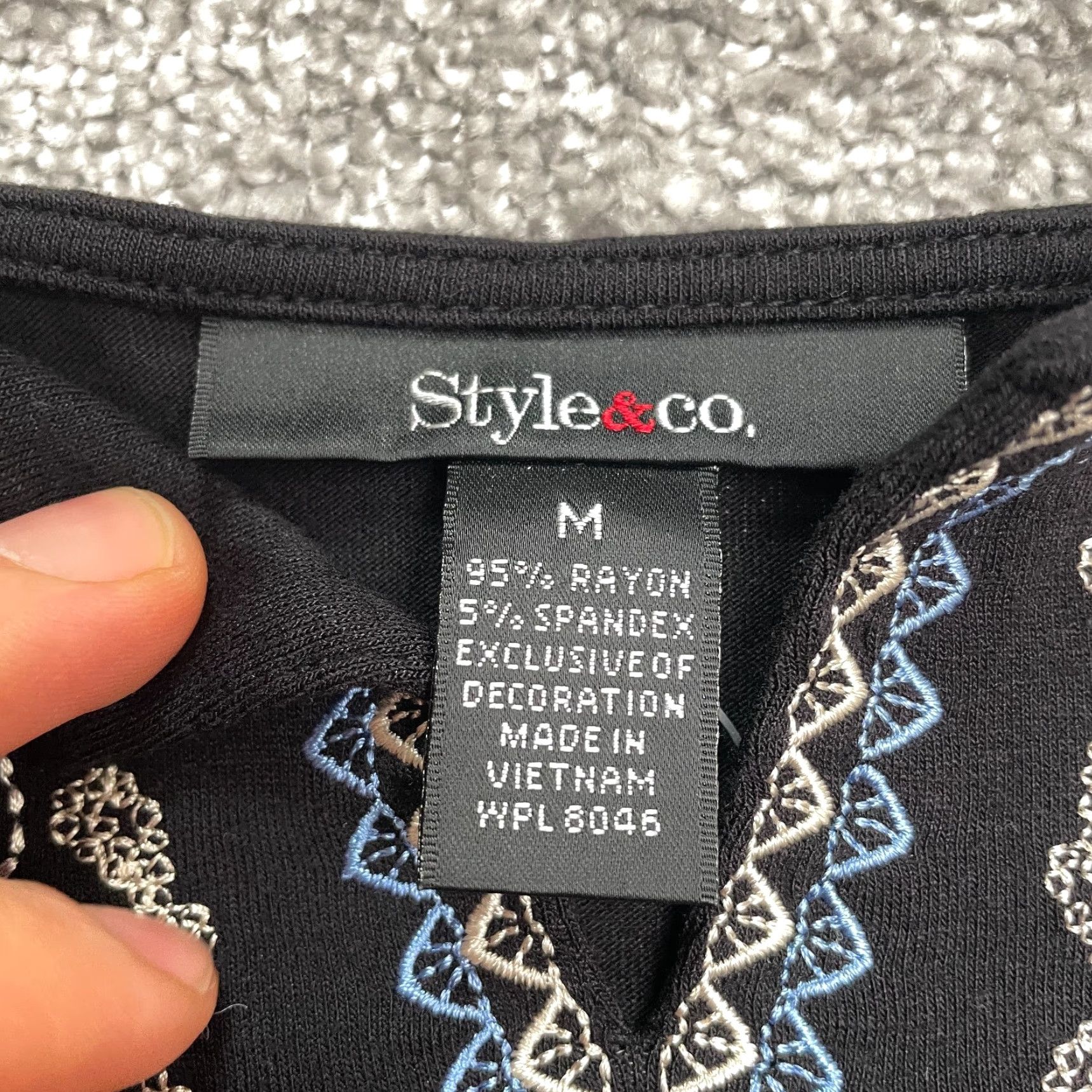 Vintage Style & Co. Bohemian Embroidered Blouse Womens M Black NWT Casual Shirt Kimono Sleeve V-Neck Size M / US 6-8 / IT 42-44 - 5 Thumbnail