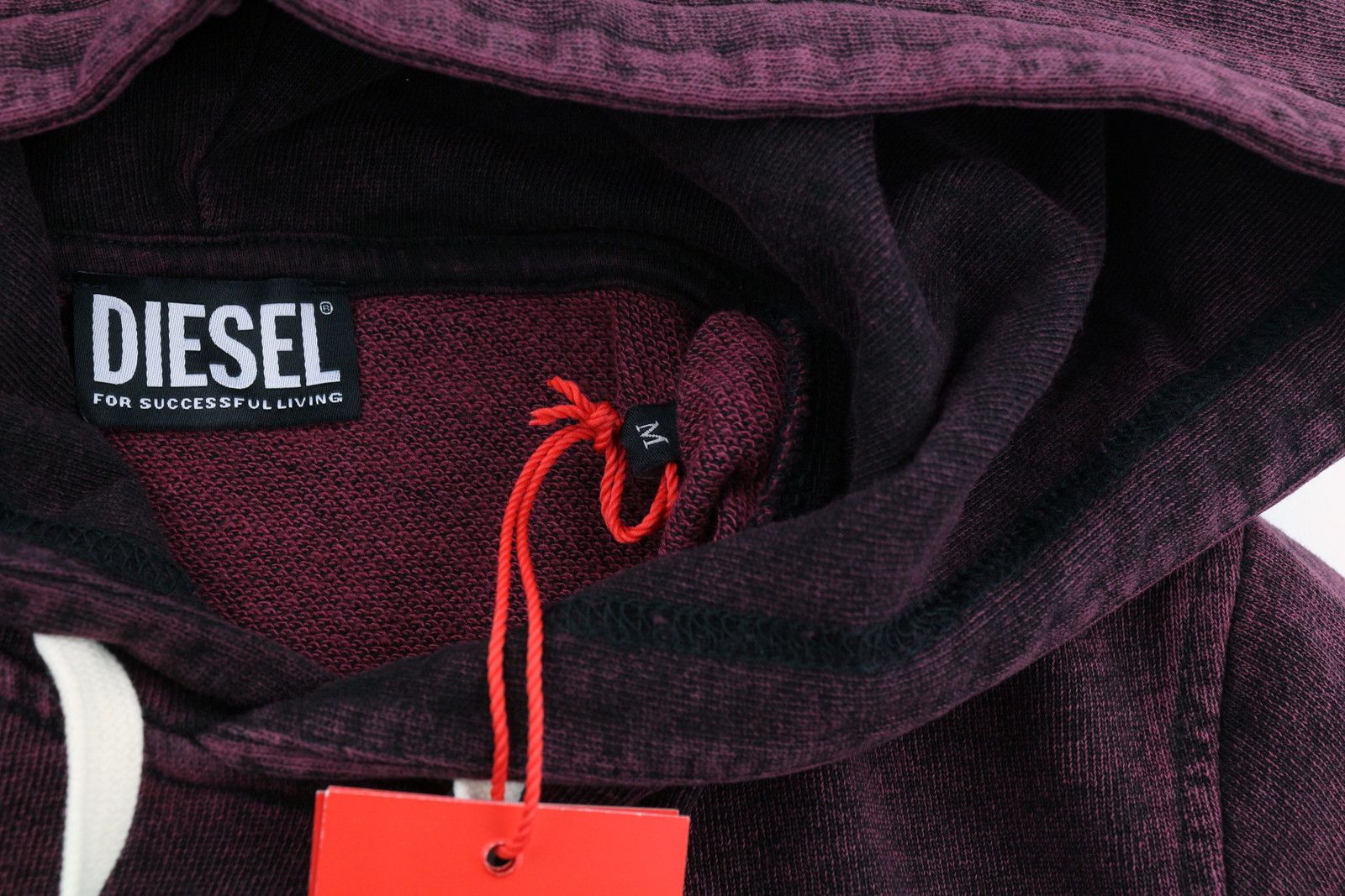 Diesel S-GINN-HOOD-E1 M Burgundy Distress Hoodie 41048 Size US M / EU 48-50 / 2 - 6 Thumbnail