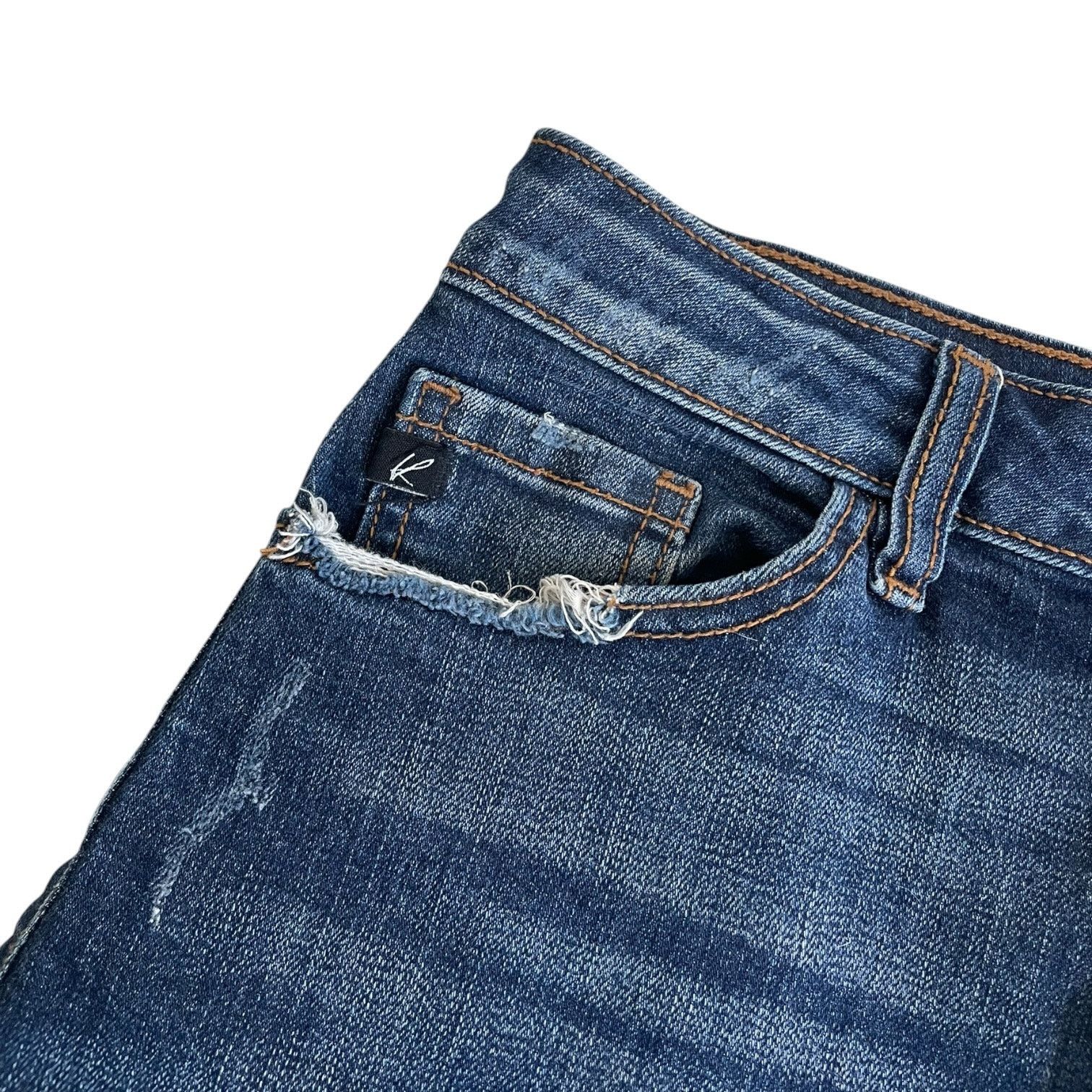 Other Kancan Dark Wash Distressed High Rise Mini Jean Shorts Size 26" / US 2 / IT 38 - 3 Thumbnail
