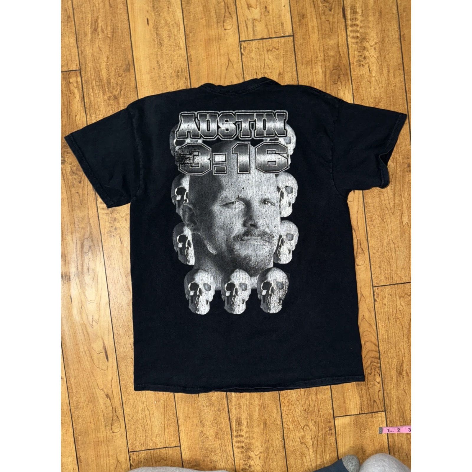 Vintage Stone Cold Steve Austin Skull T-Shirt WWE Black L Mens Regular Skull Graphic 90s? Size US L / EU 52-54 / 3 - 5 Thumbnail