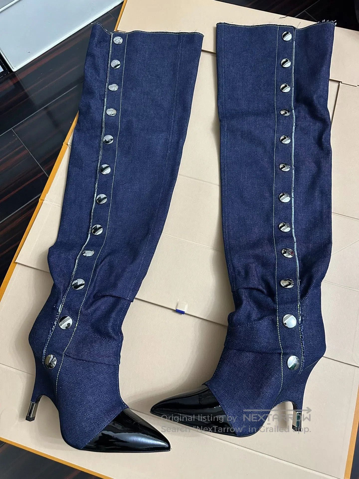 Giuseppe Zanotti Giuseppe Zanotti Denim Over-the-Knee Boots. Size US 6.5 / IT 36.5 - 1 Thumbnail
