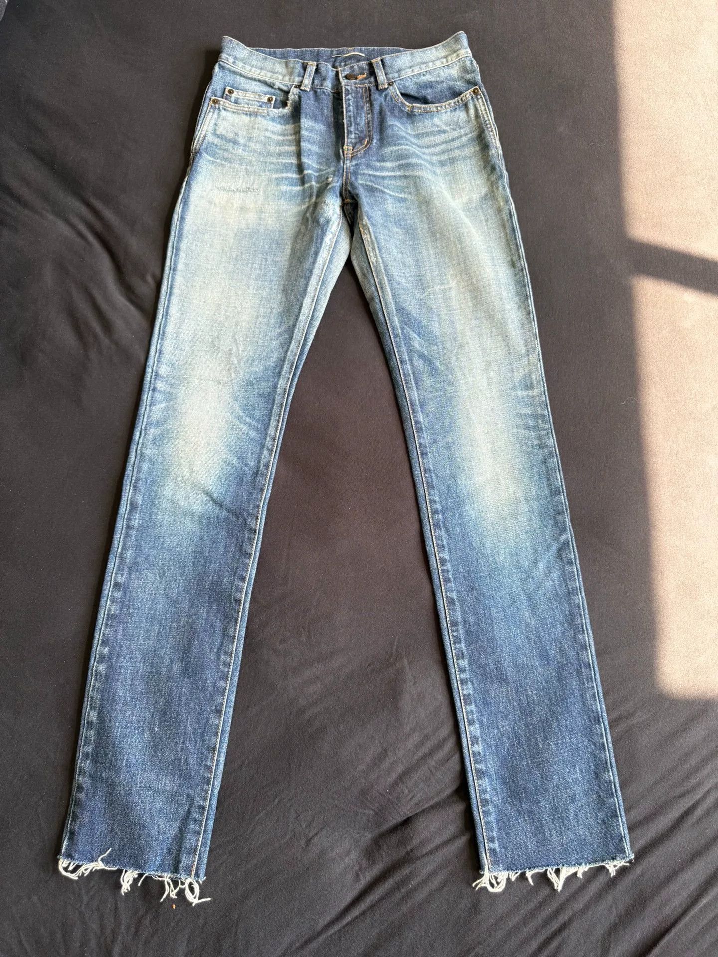 Saint Laurent Paris Saint Laurent Blue Frayed Denim Jeans Size US 29 - 1 Thumbnail