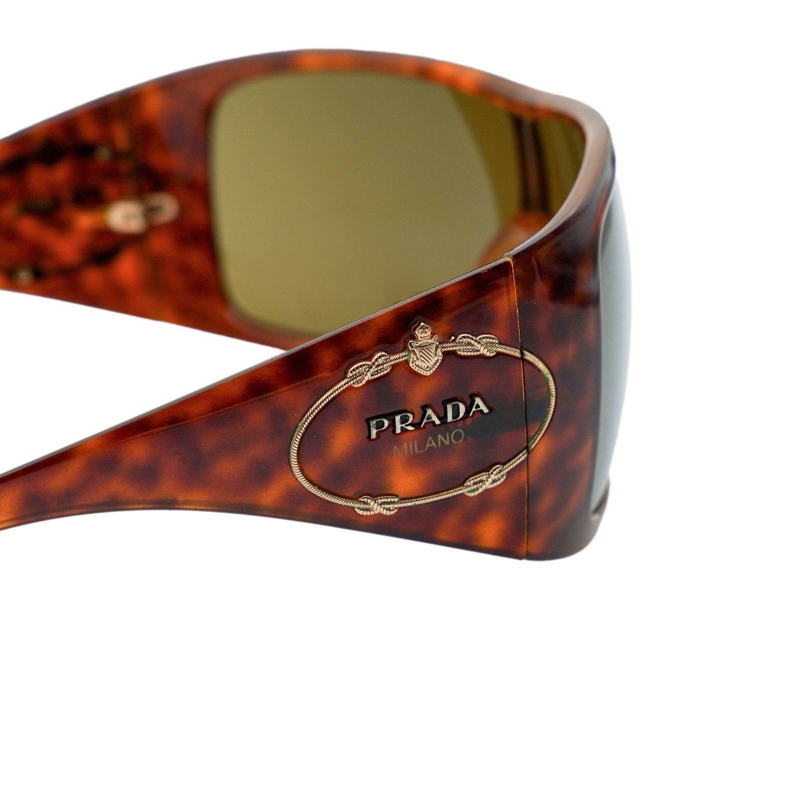 Prada Prada SPR 04H Brown Tortoiseshell Shield Logo Sunglasses Size ONE SIZE - 5 Thumbnail