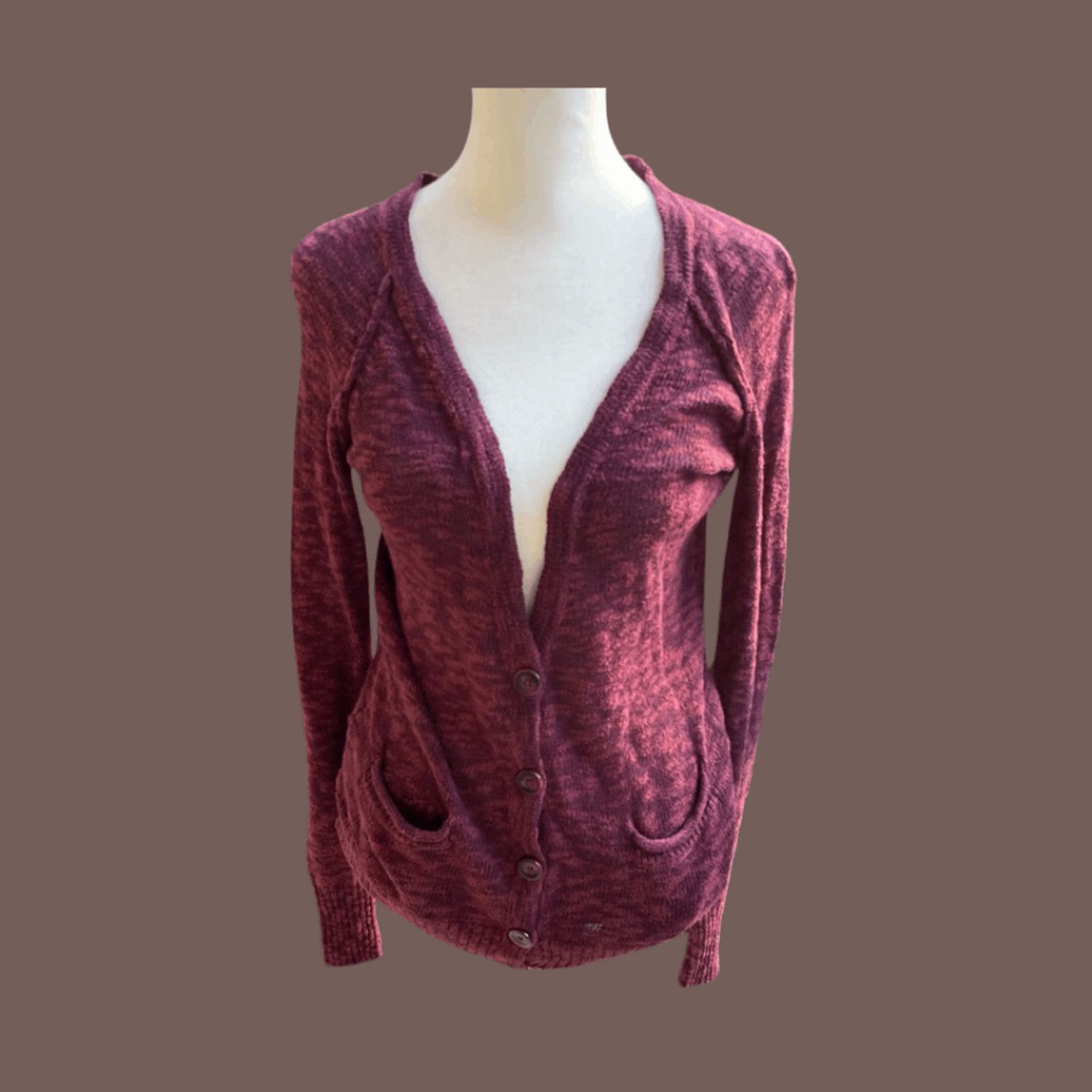 Vintage VTG Knit Cardigan | Mudd Maroon Button-Up | Y2K Mall Goth Size S / US 4 / IT 40 - 1 Thumbnail