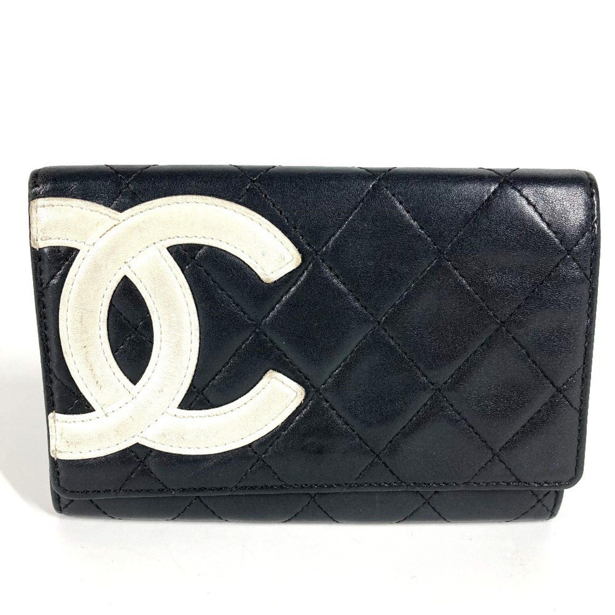 Chanel CHANEL Cambon CC Coco Mark Logo Compact Wallet, Leather, Women's, Black Size ONE SIZE - 1 Thumbnail