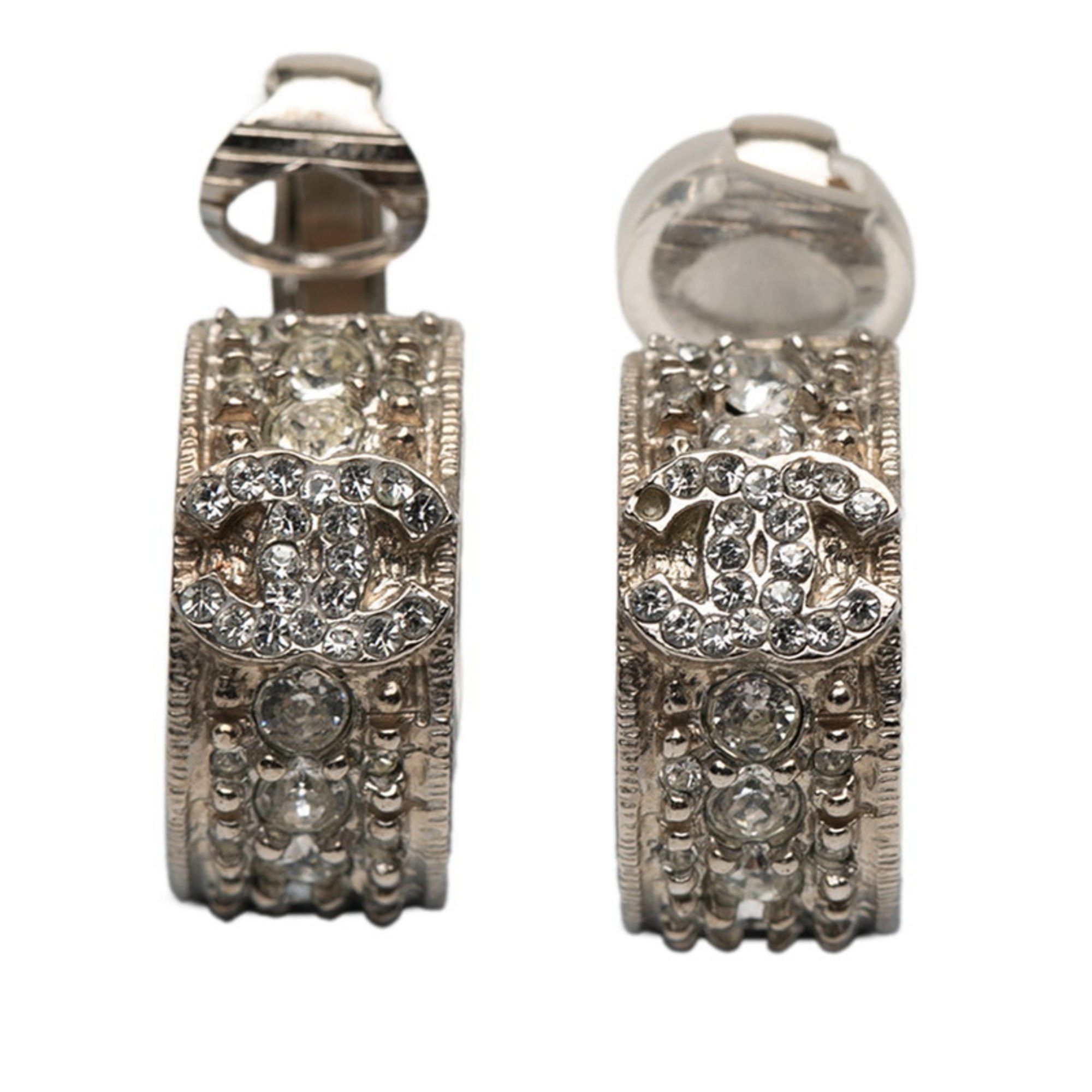 Chanel CHANEL Coco Mark Rhinestone Earrings, Gold Plated, Women's Size ONE SIZE - 1 Thumbnail