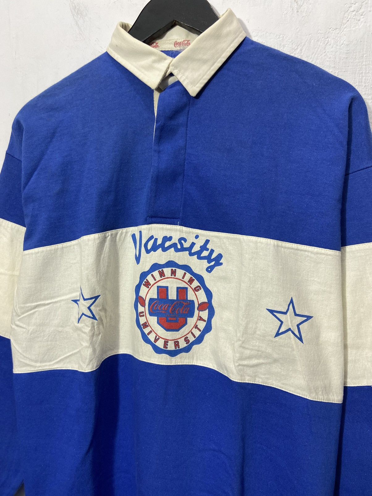 Coca Cola Vintage Coca Cola Rugby Shirt Blue White Size US XL / EU 56 / 4 - 2 Thumbnail