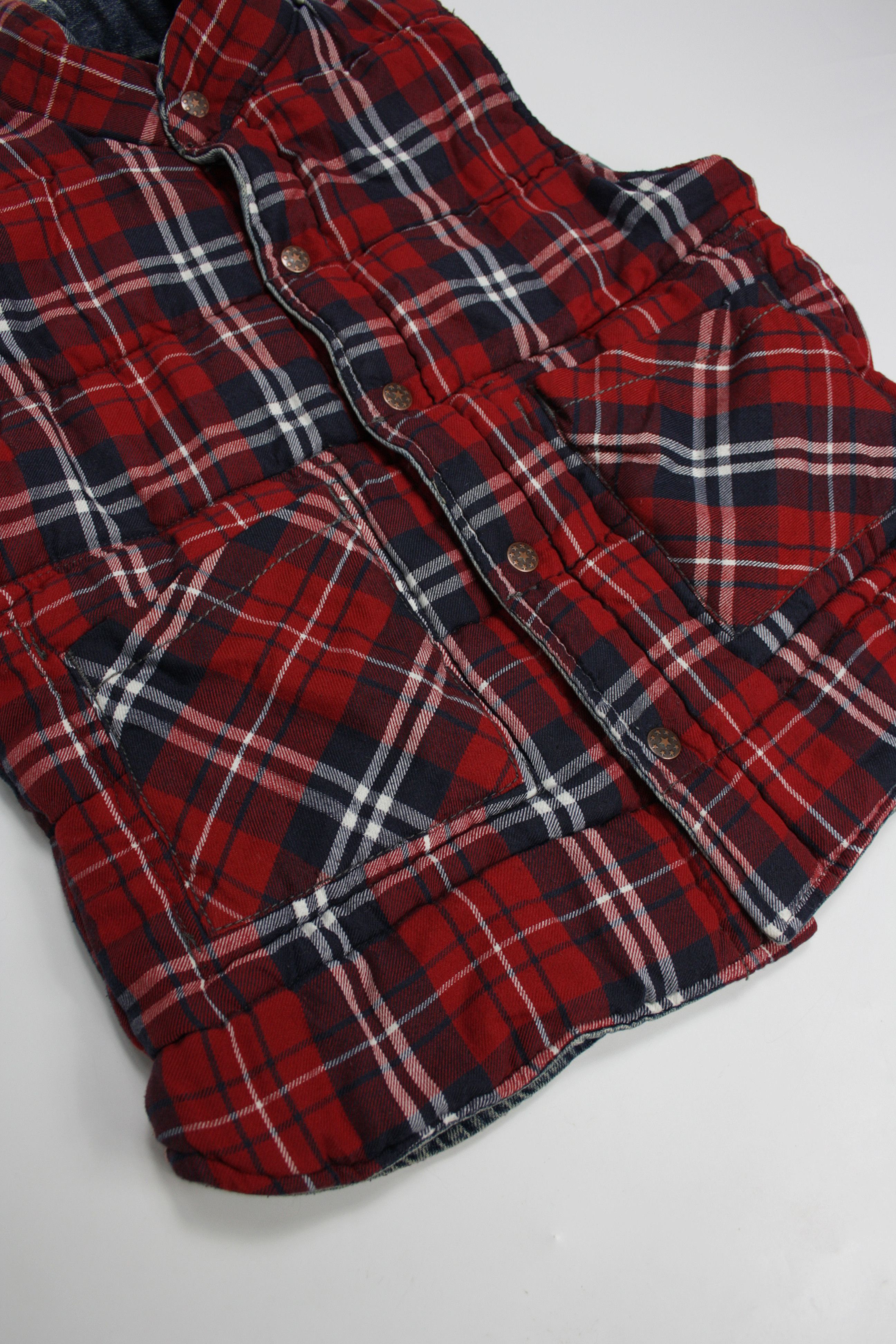 Japanese Brand × Vintage Old Betty's Vintage Washed Denim Reversible Plaid Vest Size US XS / EU 42 / 0 - 8 Thumbnail