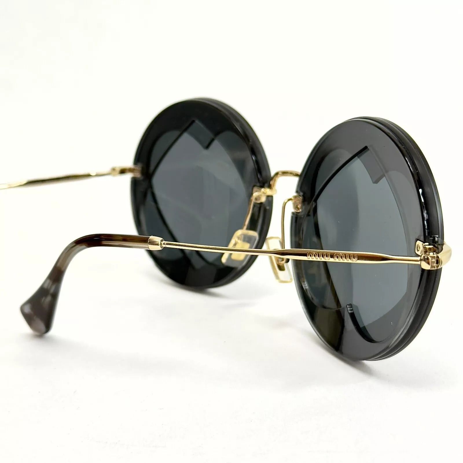 Miu Miu MIU MIU 01S Overlapping Game Gold Black Mirror Round Mu01SS Size ONE SIZE - 2 Thumbnail