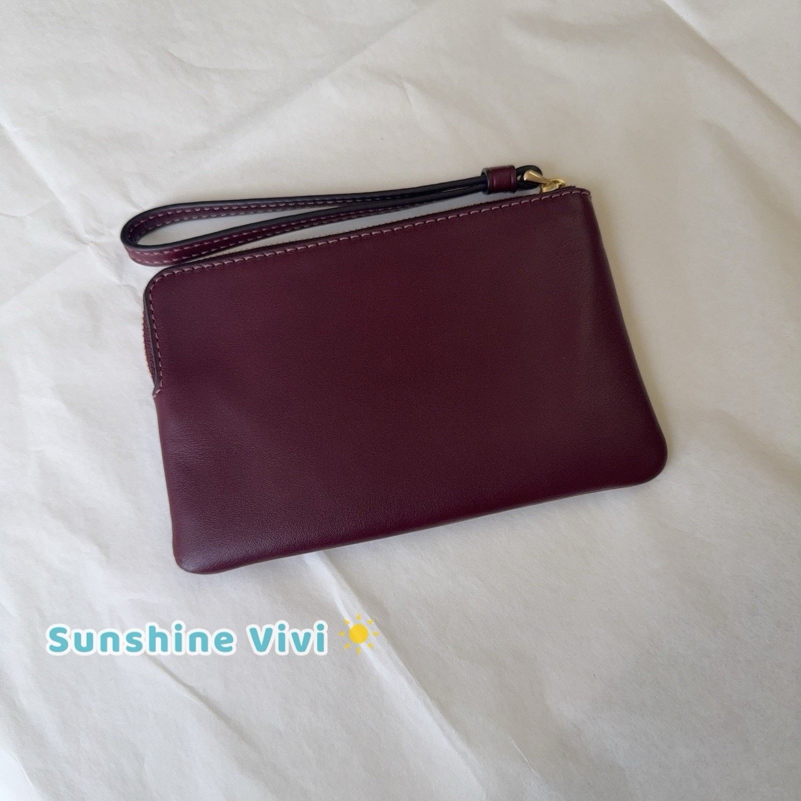 Coach NWT Coach Corner Zip Wristlet In Leather Maroon CCL23 Size ONE SIZE - 7 Thumbnail