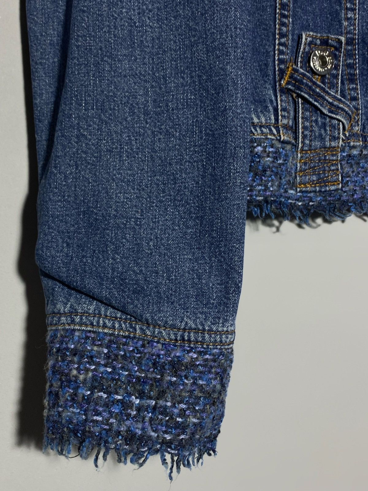 Dolce & Gabbana Dolce & Gabbana Button Down Tweed Detail Denim Jacket Size XS / US 0-2 / IT 36-38 - 8 Thumbnail