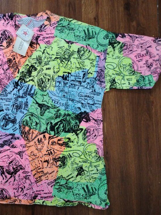 Other NWT Vintage Neon Americana Wild West Map AOP T-Shirt Size US XL / EU 56 / 4 - 3 Thumbnail