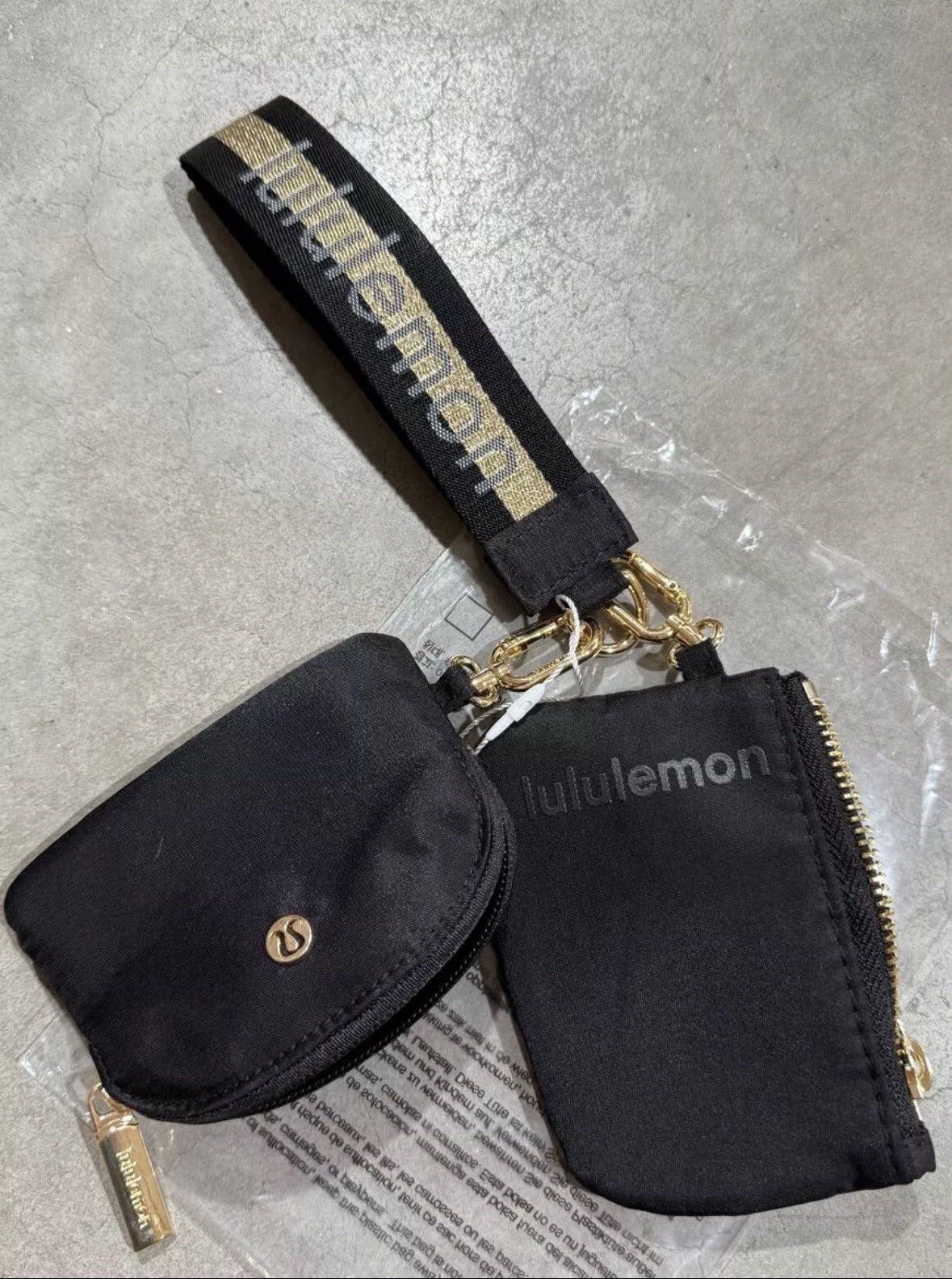 Lululemon Lululemon Black Dual Pouch Wristlet Wallet With Gold Accents Size ONE SIZE - 2 Thumbnail