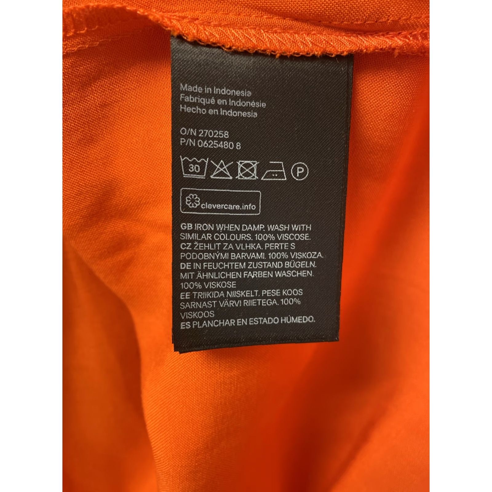 Vintage HM Dress Women Knee Length Orange Size 4 Long Sleeve Round Neck Casual Viscose Logo 114-33 Size S / US 4 / IT 40 - 5 Thumbnail