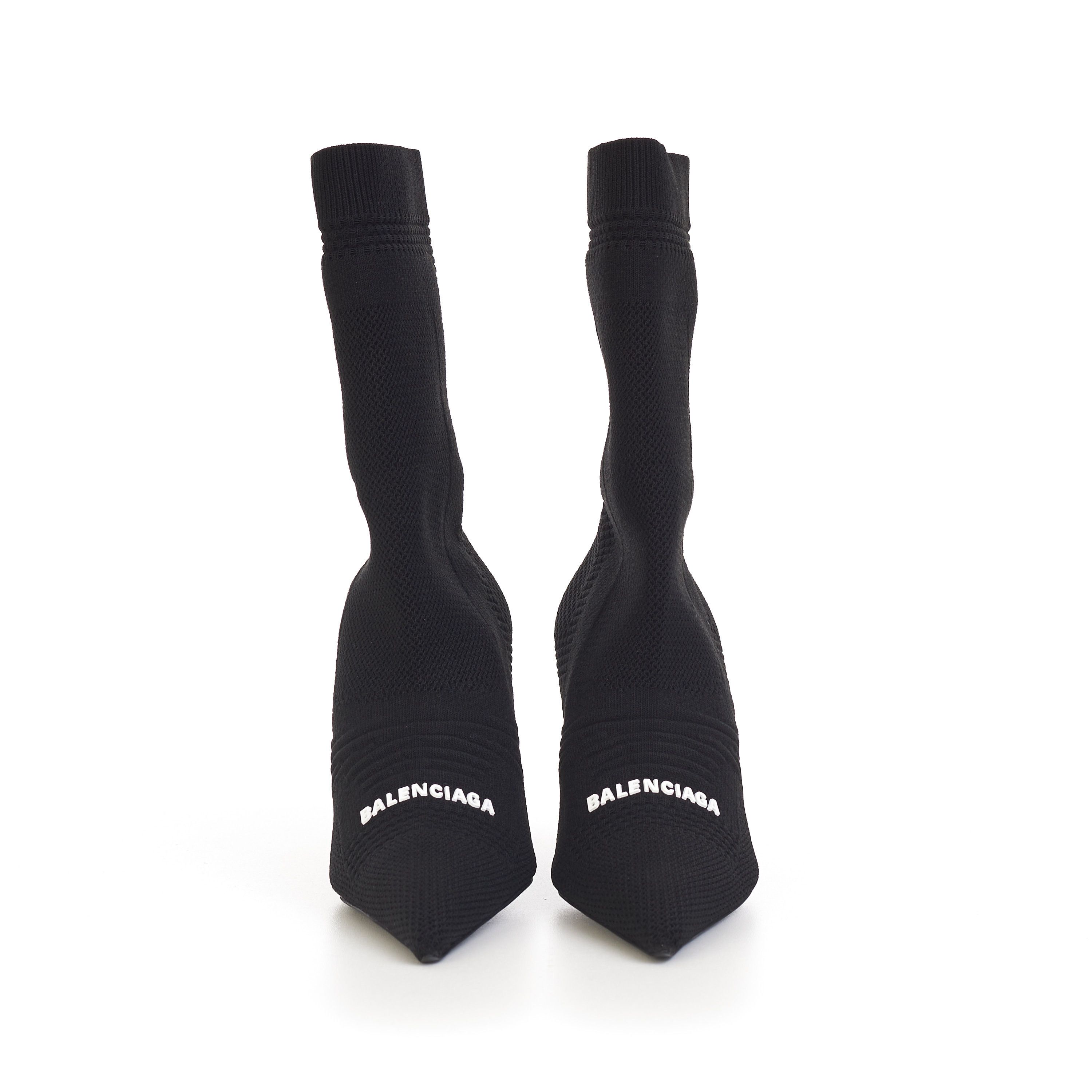 Balenciaga Knife Bootie In Black Textured Knit with Balenciaga logo Size US 5 / IT 35 - 3 Thumbnail