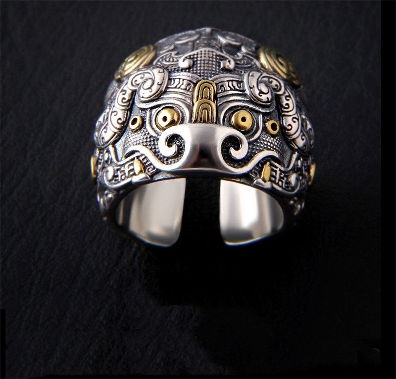 Vintage RESIZABLE Domineering Divine Beast Pattern Taotie Ring Size ONE SIZE - 4 Thumbnail