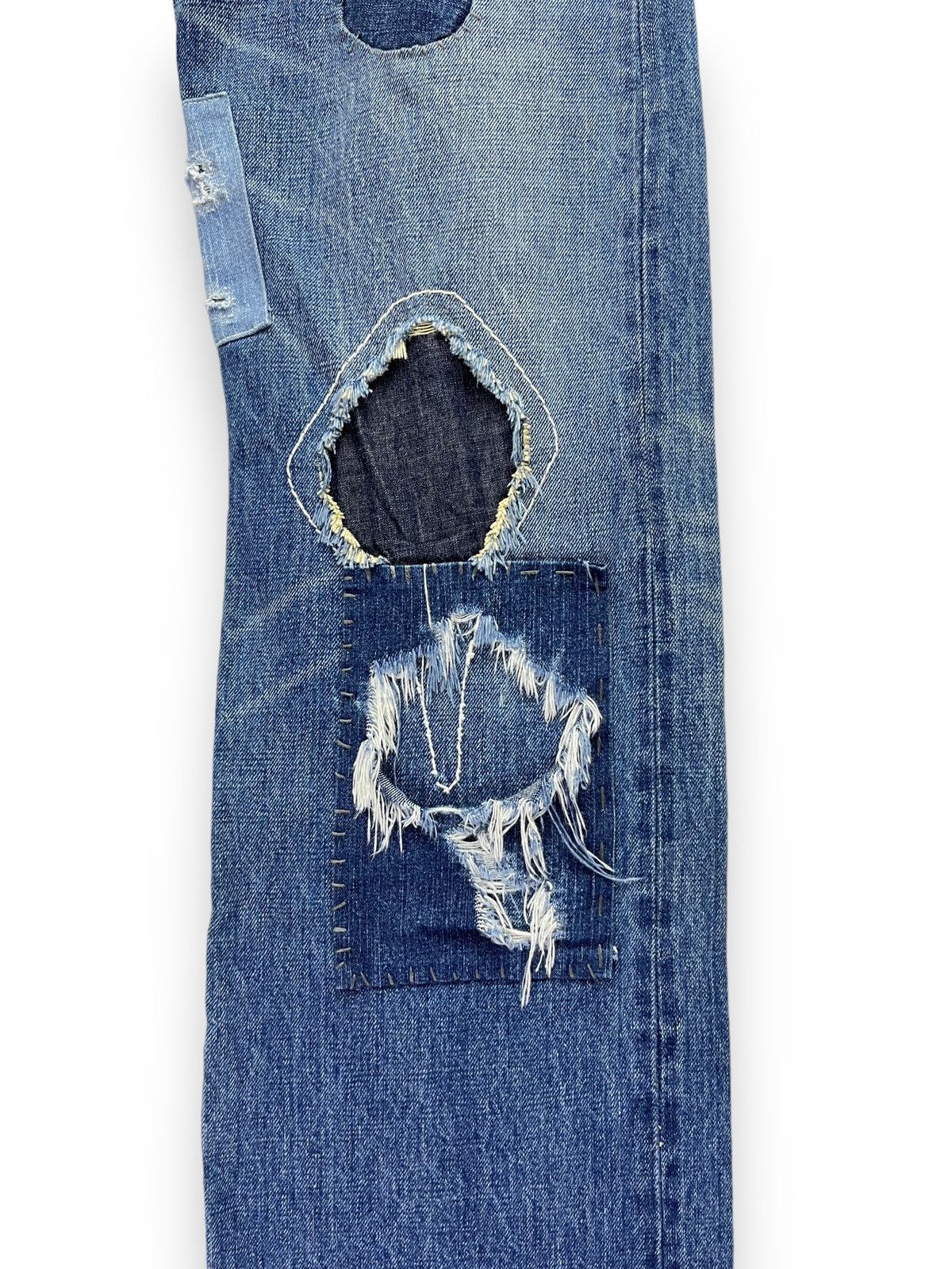 Japanese Brand 🔥Grunge Patchwork Distressed Original Selvedge Denim Japan Size US 32 / EU 48 - 9 Thumbnail