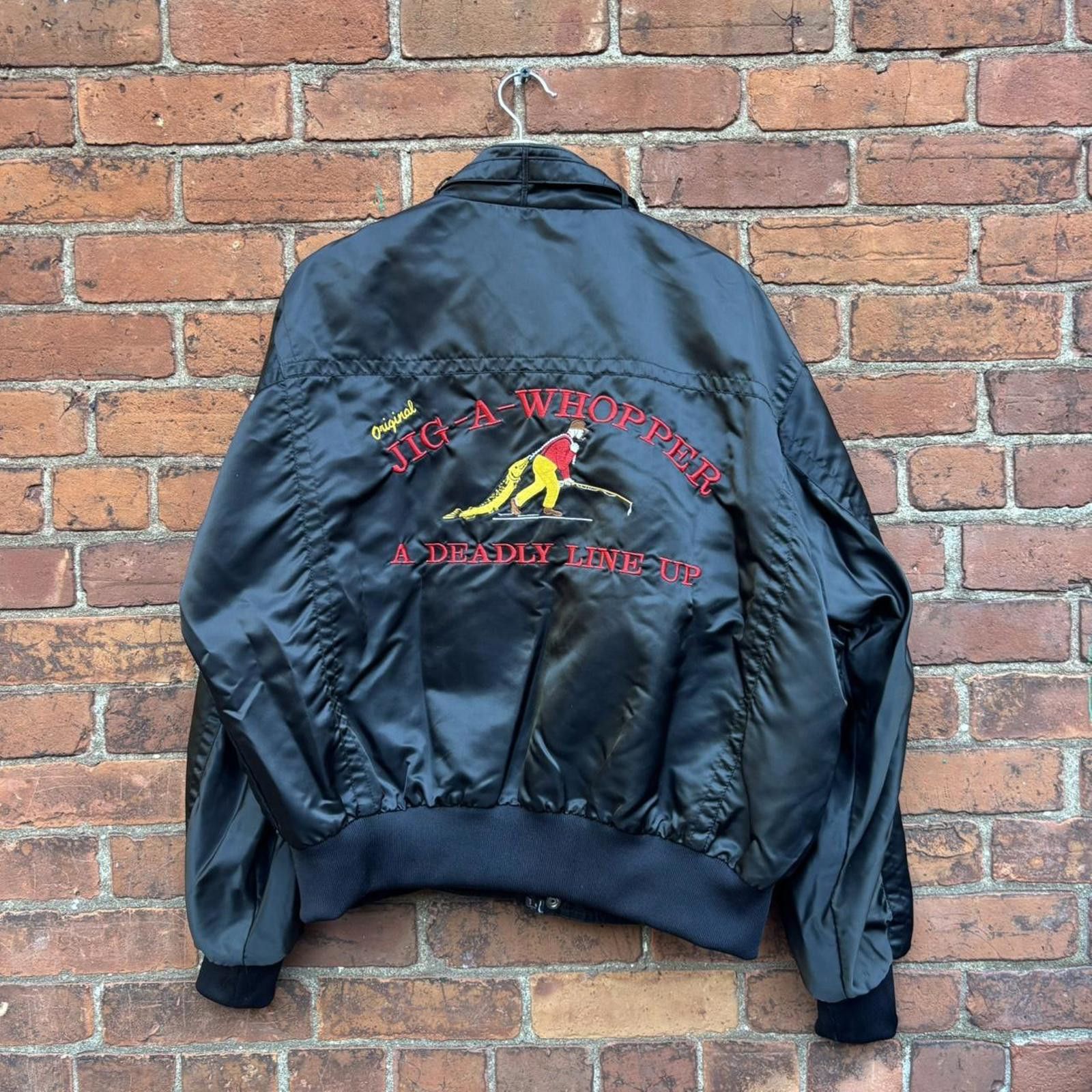 Other Vintage jig a whopper a deadly line up satin jacket 80s L Size US L / EU 52-54 / 3 - 1 Thumbnail