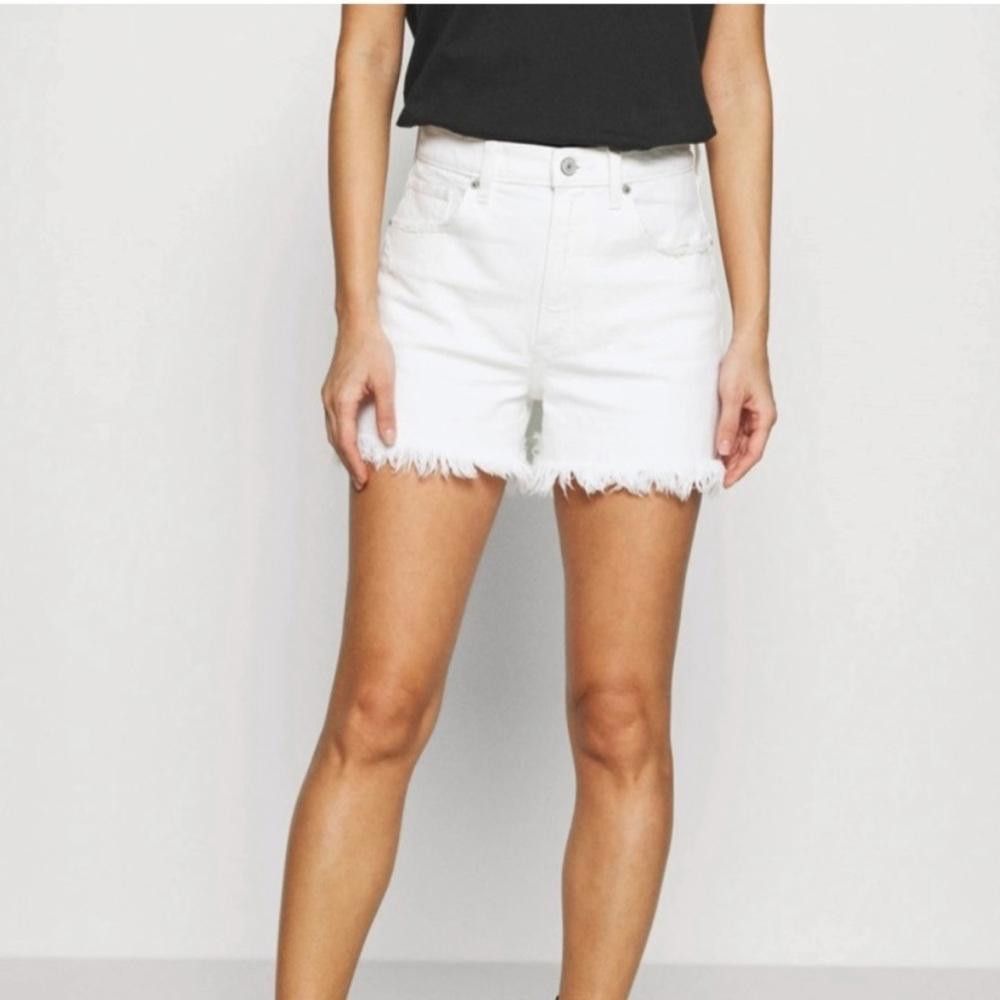 Abercrombie & Fitch Abercrombie & Fitch High-Rise Denim Frayed Shorts White 29/8 Size 29" - 1 Thumbnail