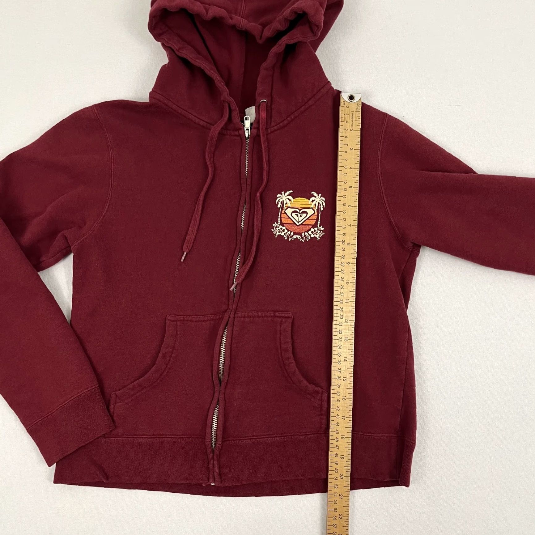 Vintage ROXY Hoodie Womens L Red Crop Full Zip Graphic Y2K Beach Surf Retro Sports Size L / US 10 / IT 46 - 6 Thumbnail