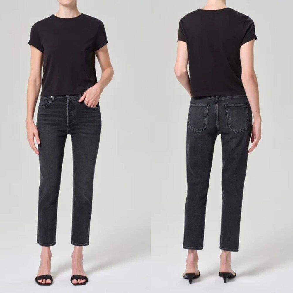 Agolde Agolde Riley High Rise Straight Crop Jeans In Panoramic Siz Size 31" - 1 Thumbnail