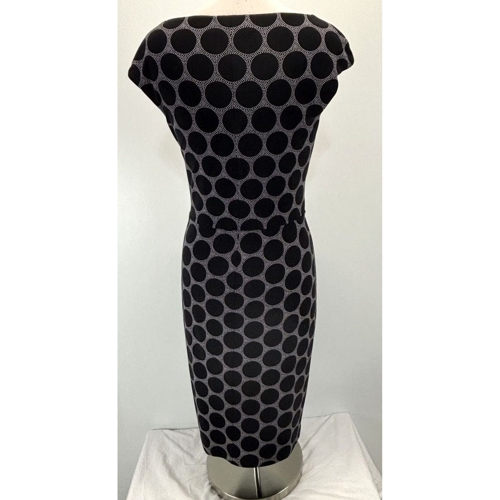 Ralph Lauren Lauren Ralph Lauren Sheath Dress Women’s 12 Black Circles Twist Front Stretch Size XL / US 12-14 / IT 48-50 - 3 Thumbnail