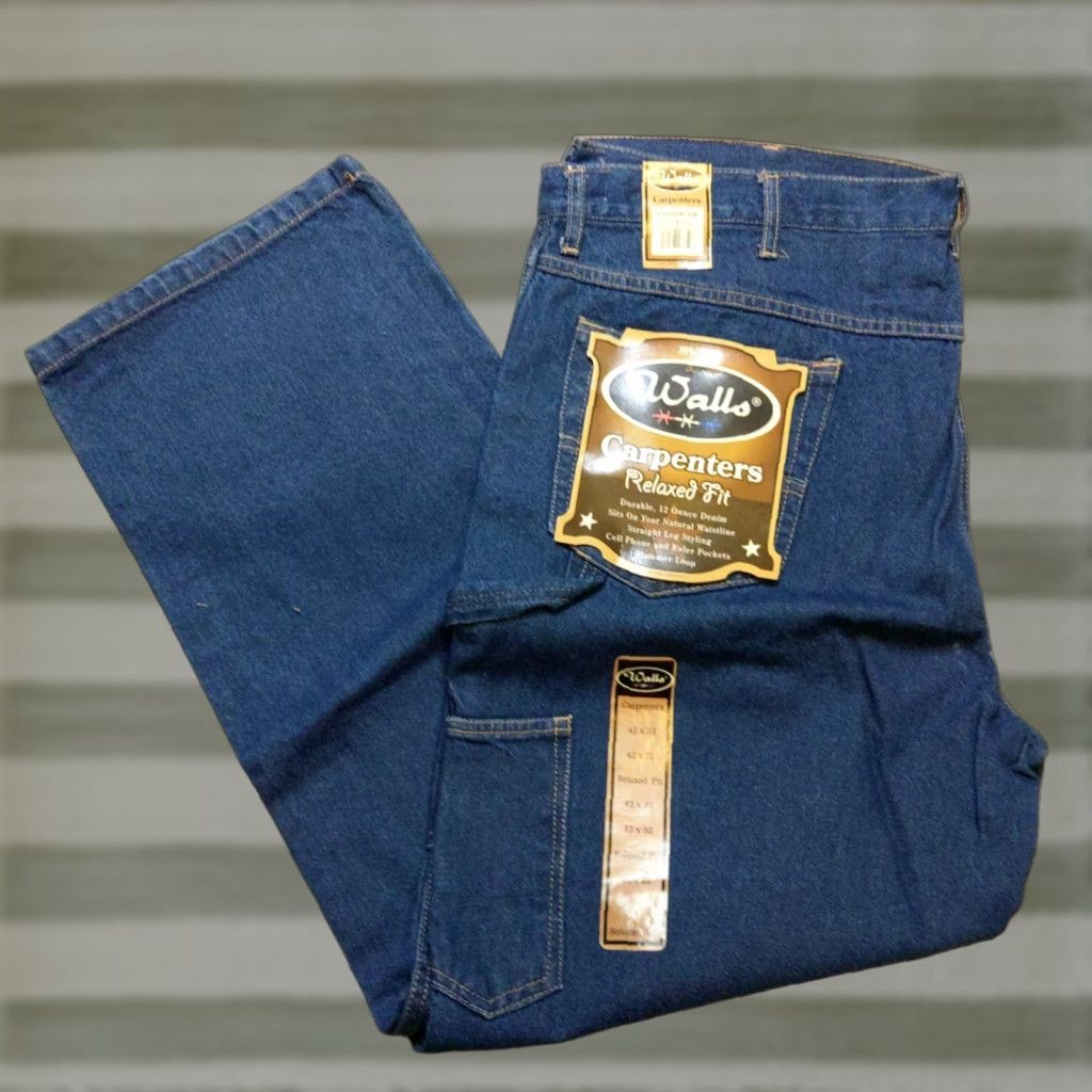 Walls Walls Jeans Men 42X32 Carpenter Denim Relaxed Fit 5-Pocket Blue NWT Jeans Carpenters Relaxed Fit Mens 42x32 Blue Denim Workwear Size US 42 / EU 58 - 1 Thumbnail
