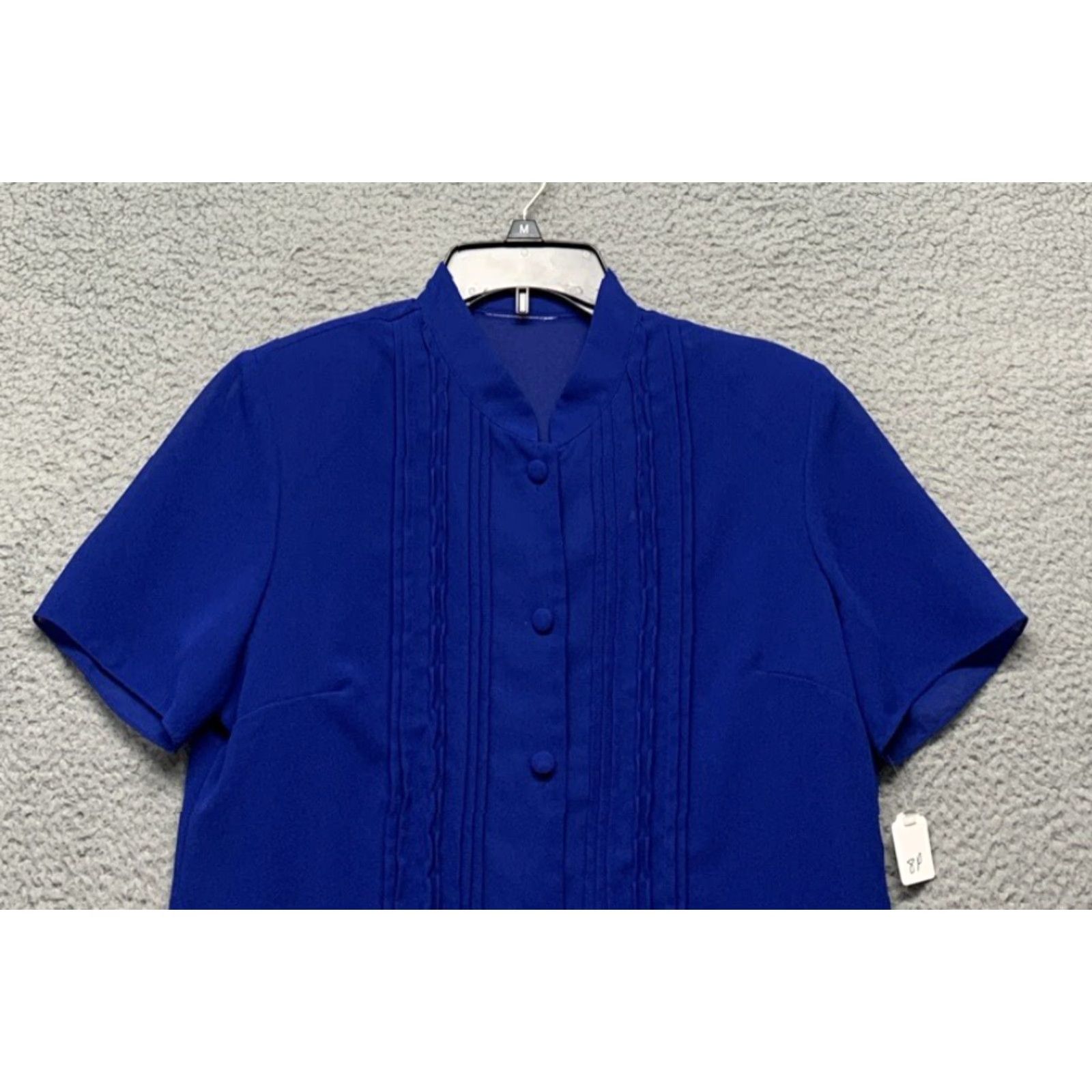 Vintage VINTAGE Studio 1 2-pc Dress Set Women's Sz 8 Royal Blue Button Zip Closure Shoulder Pads Midi Dress Shirt Dress 100% Polyester Women Size M / US 6-8 / IT 42-44 - 2 Thumbnail