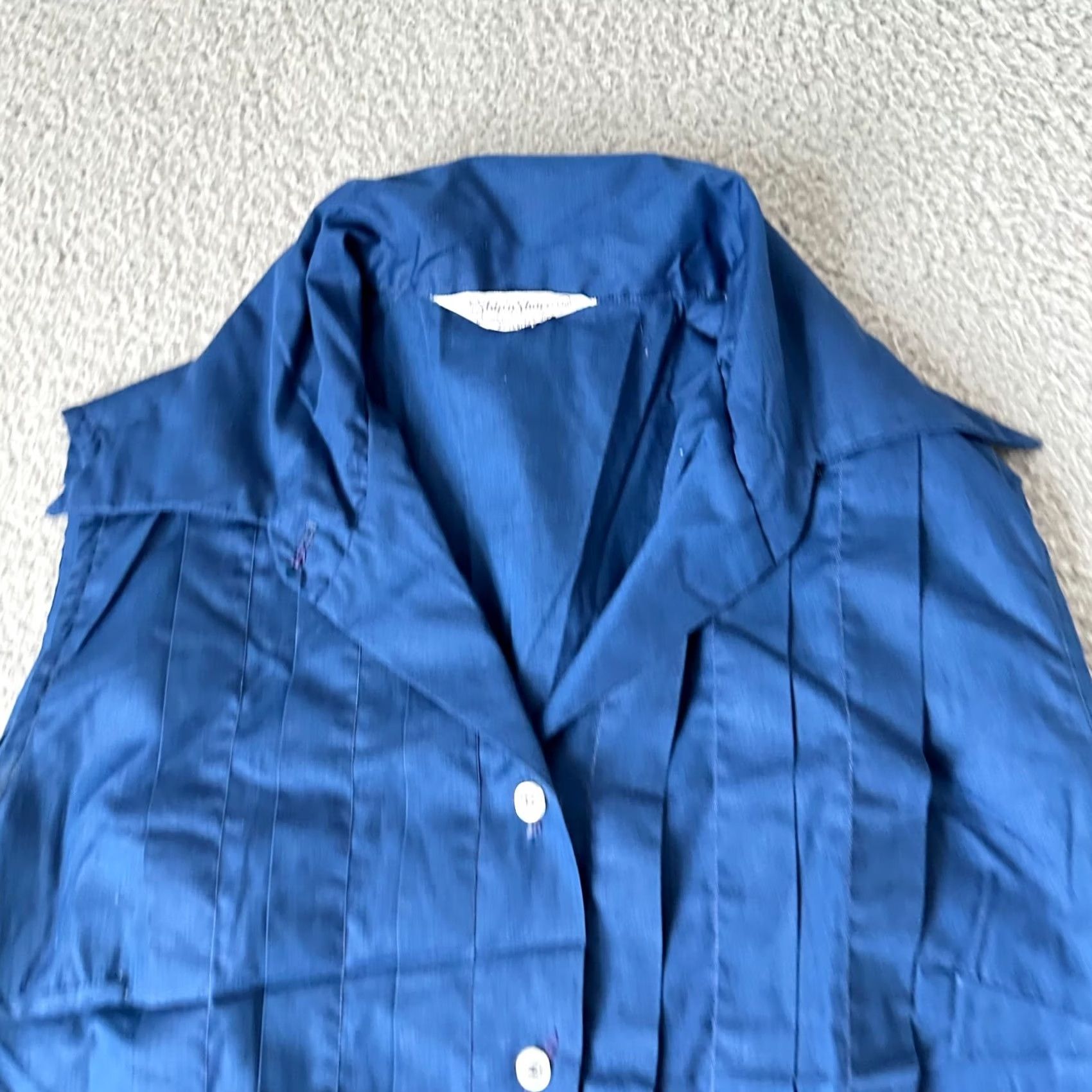 Vintage VINTAGE Shirt Womens 38 Blue Ship Shore Button 70s Disco Casual Laides Size XS / US 0-2 / IT 36-38 - 2 Thumbnail