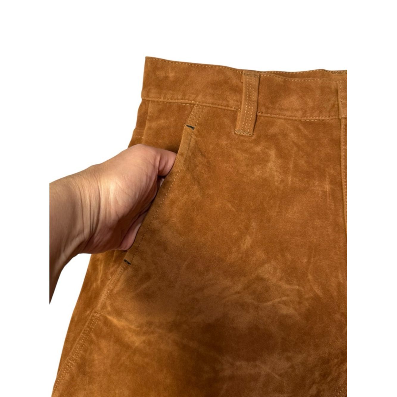 Free People NWT New Free People Dylan Vegan Suede Long Shorts In Carame Size 27" / US 4 / IT 40 - 9 Thumbnail