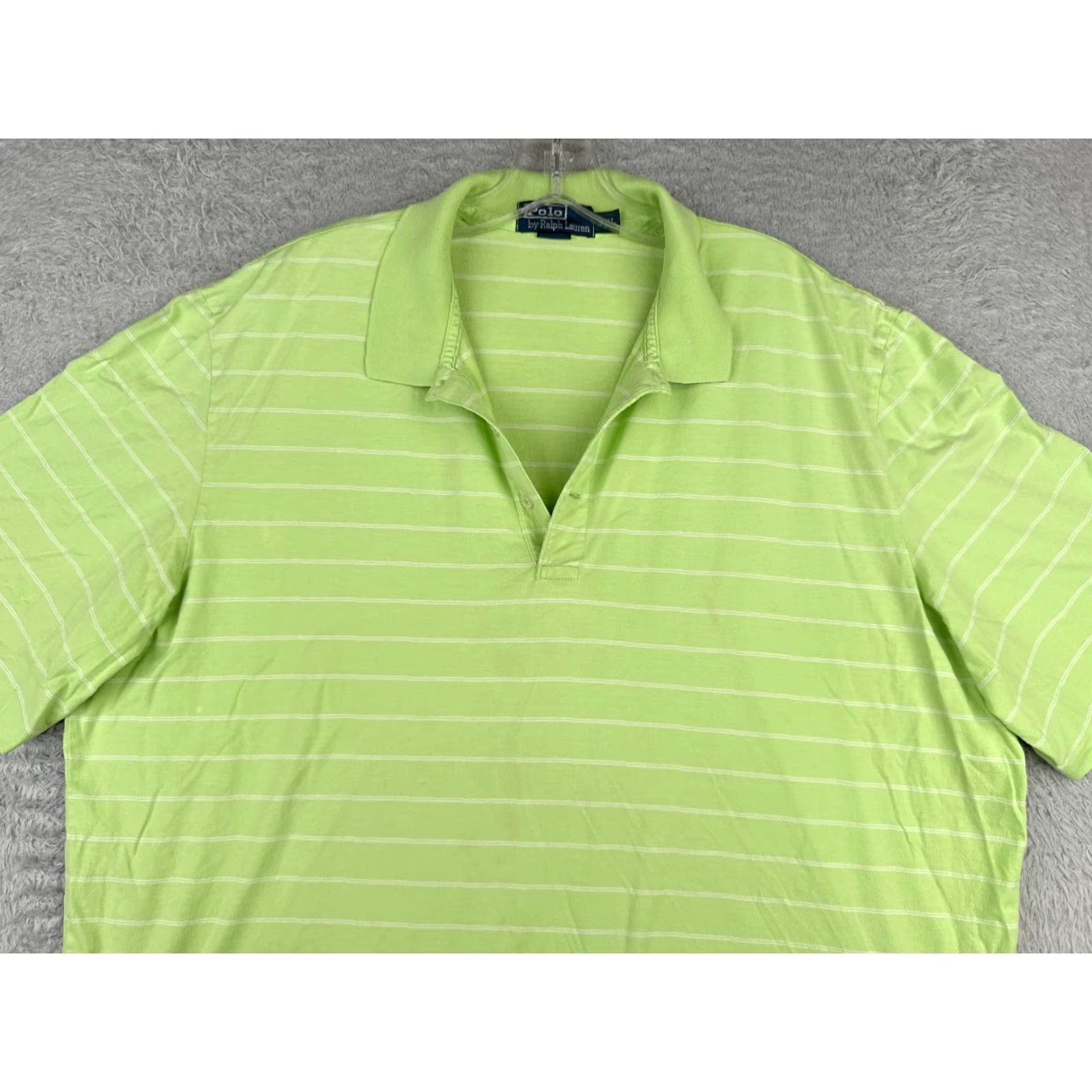 Polo Ralph Lauren VINTAGE Polo Ralph Lauren Shirt Men 2XL Green Stripe 100% Pima Cotton Polo Shirt Men Slim Fit Short Sleeve Read Size US XXL / EU 58 / 5 - 4 Thumbnail
