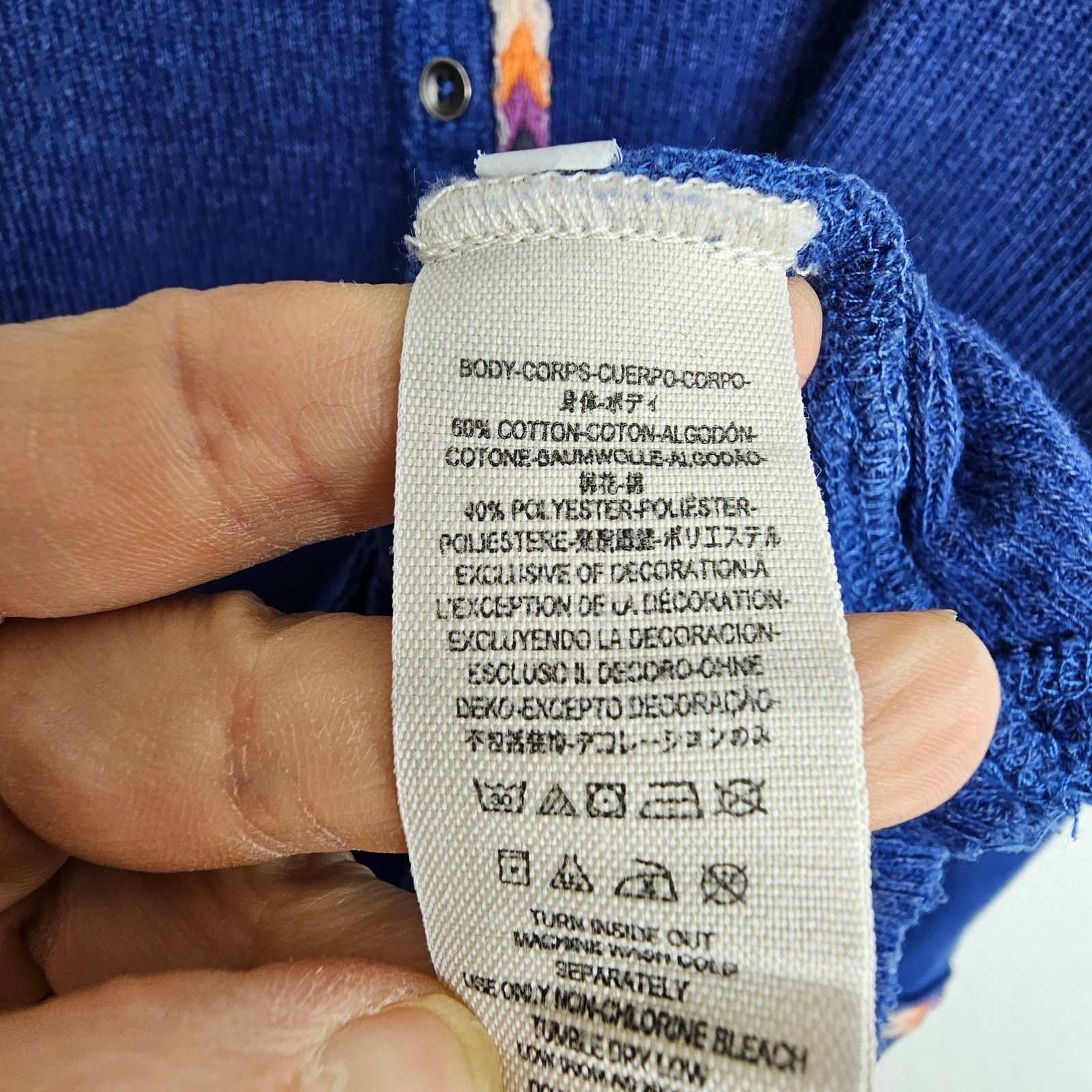 Free People Free People Rainbow Thermal Tee Blue Henley Embroiderd Boho Size M / US 6-8 / IT 42-44 - 8 Thumbnail