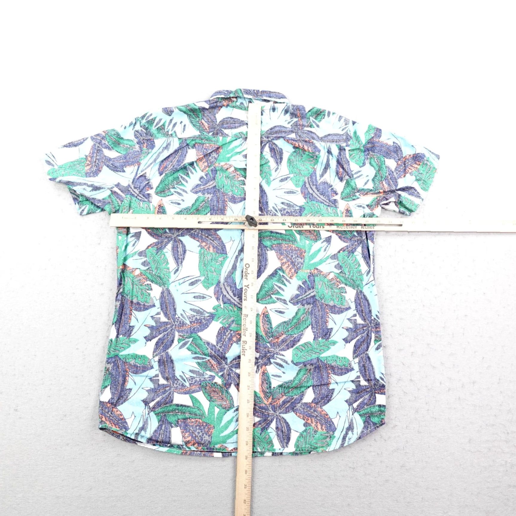 RVCA VINTAGE RVCA Shirt Mens Large White/Green/Blue Hawaiian Reverse Print Jungle Aloha Surf Size US L / EU 52-54 / 3 - 5 Thumbnail