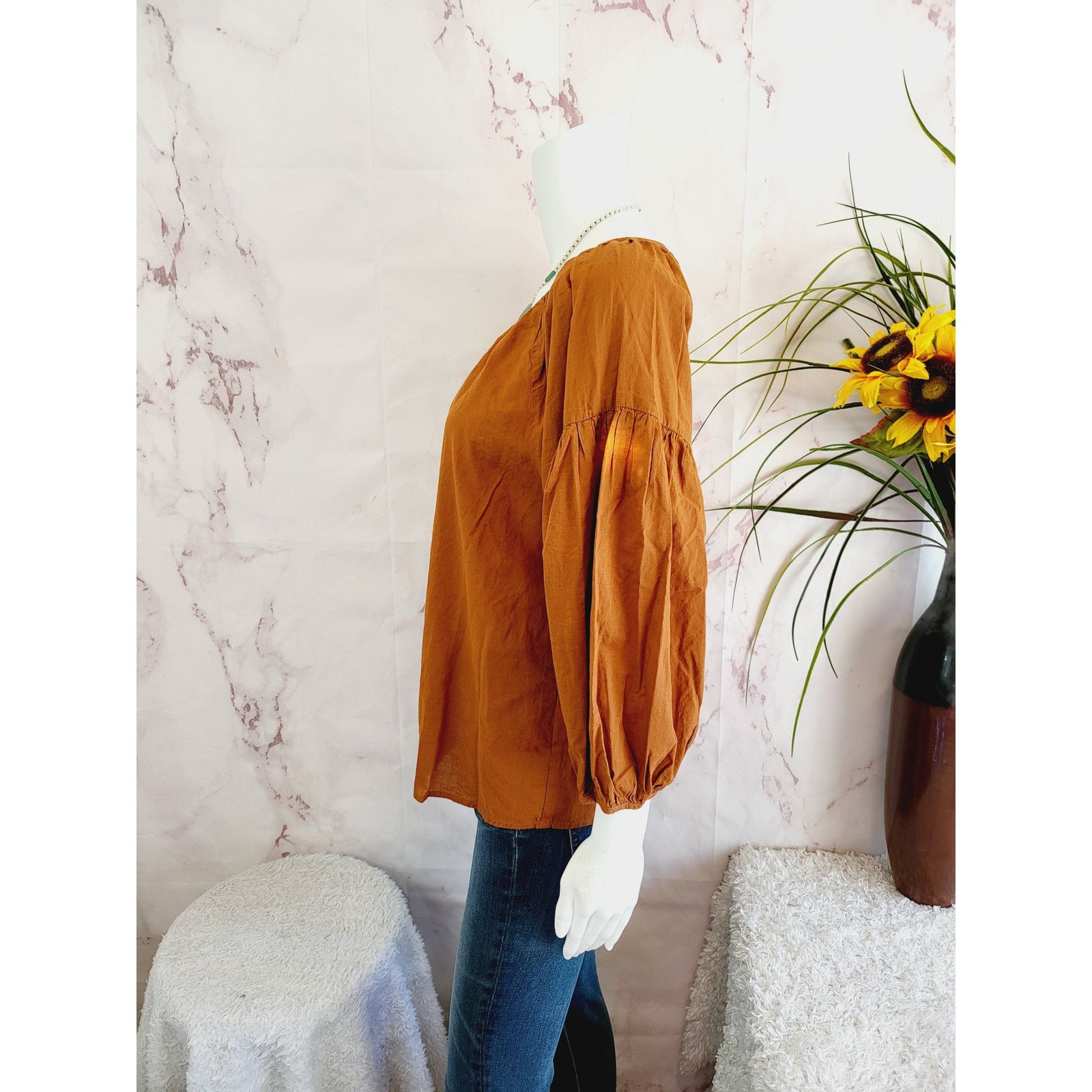Michael Stars Michael Stars Alexa Balloon Sleeve Blouse - Orange - M Size M / US 6-8 / IT 42-44 - 5 Thumbnail