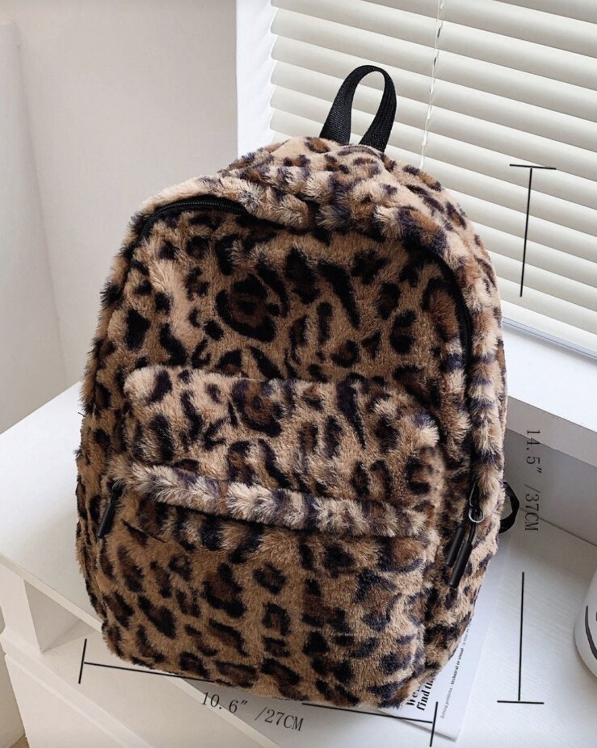 Japanese Brand Y2K Leopard Print Faux Fur Fuzzy Backpack | Plush Bag Size ONE SIZE - 5 Thumbnail