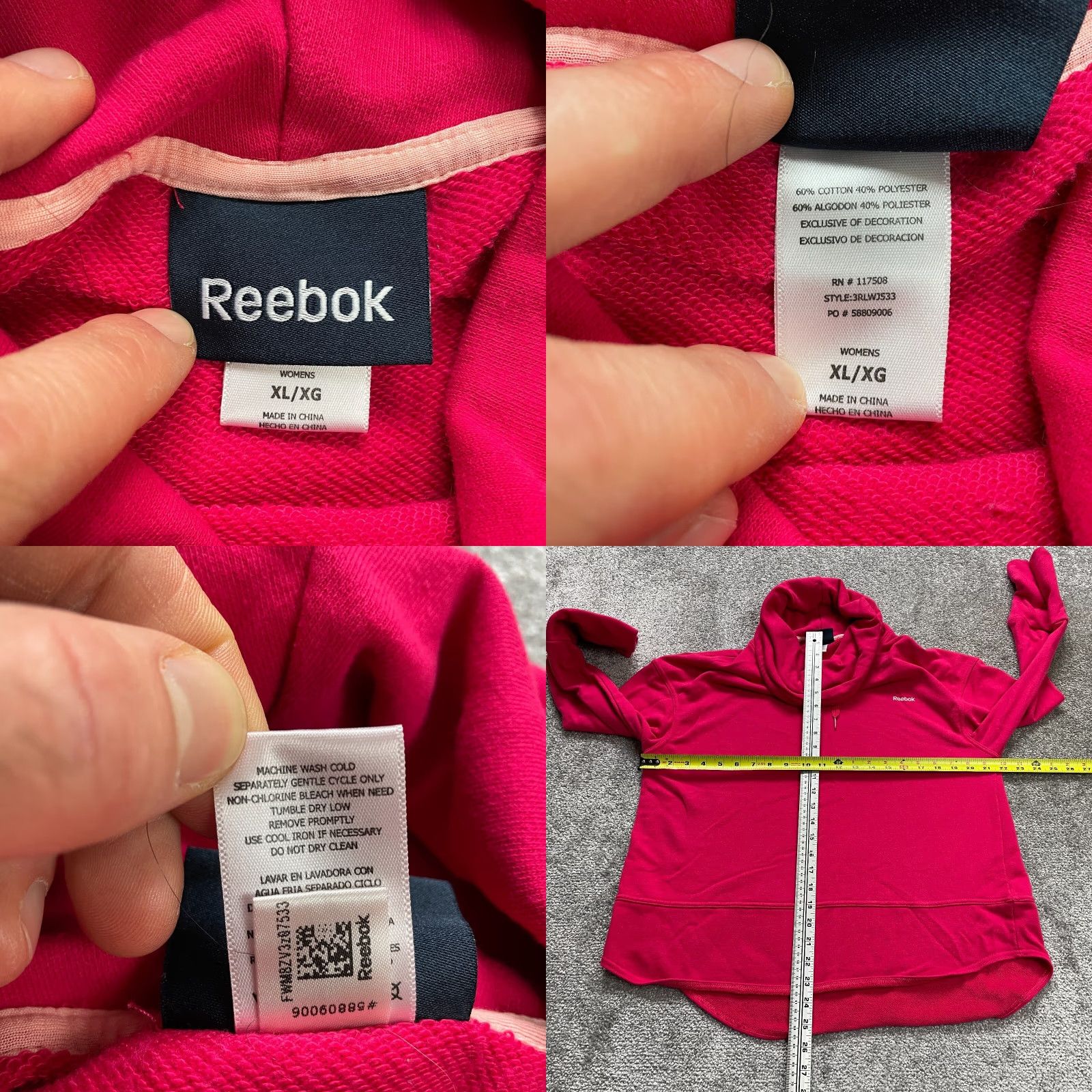 Reebok Reebok Sweatshirt Womens Large XL Red Turtleneck Drawstring Pullover Jacket Size XL / US 12-14 / IT 48-50 - 8 Thumbnail
