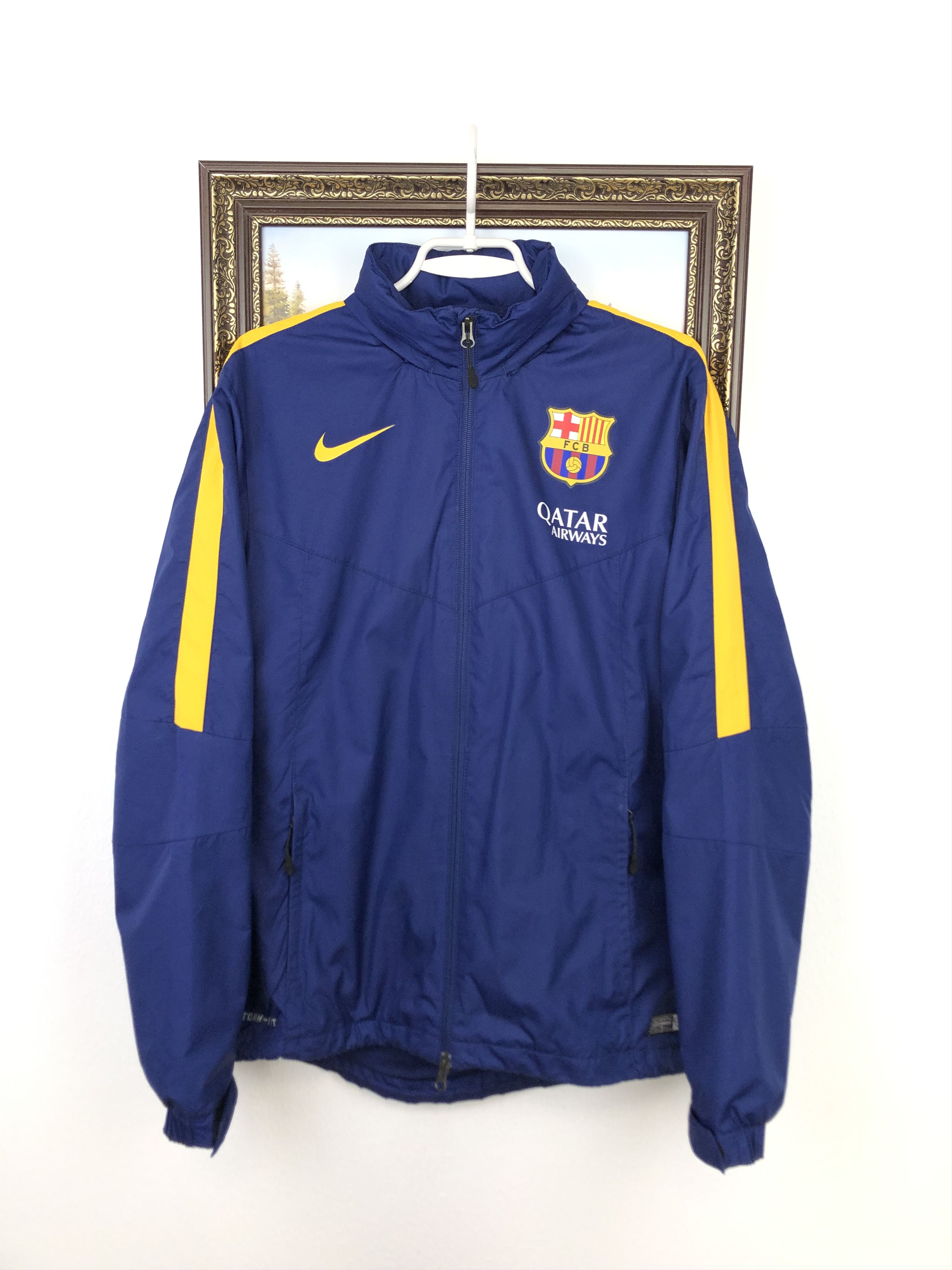 Nike FC barcelona Football Jacket Soccer Top Zip Hooded