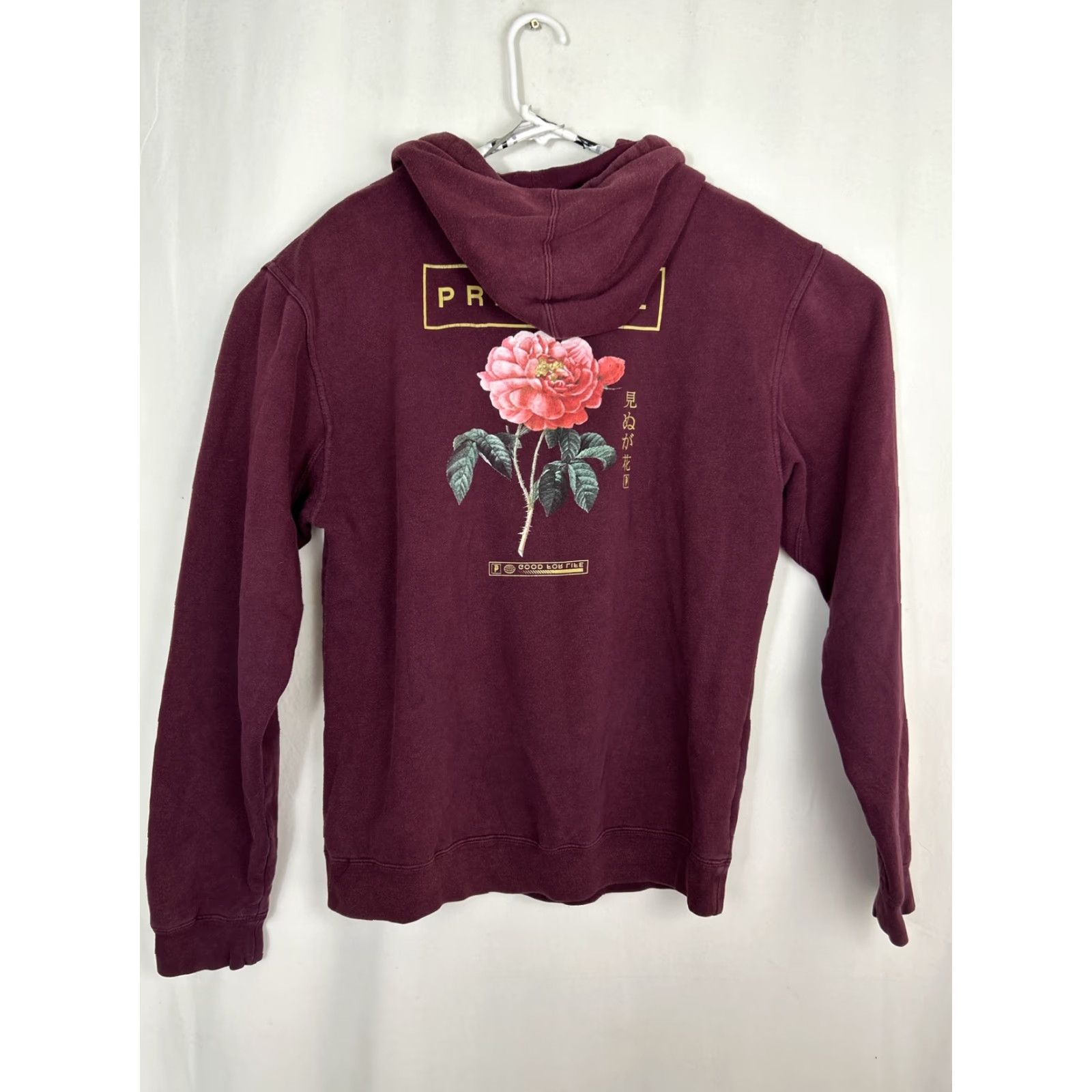 Primitive Primitive Mens Medium Maroon Pullover Hoodie Flower Asian Characters Size US M / EU 48-50 / 2 - 7 Thumbnail