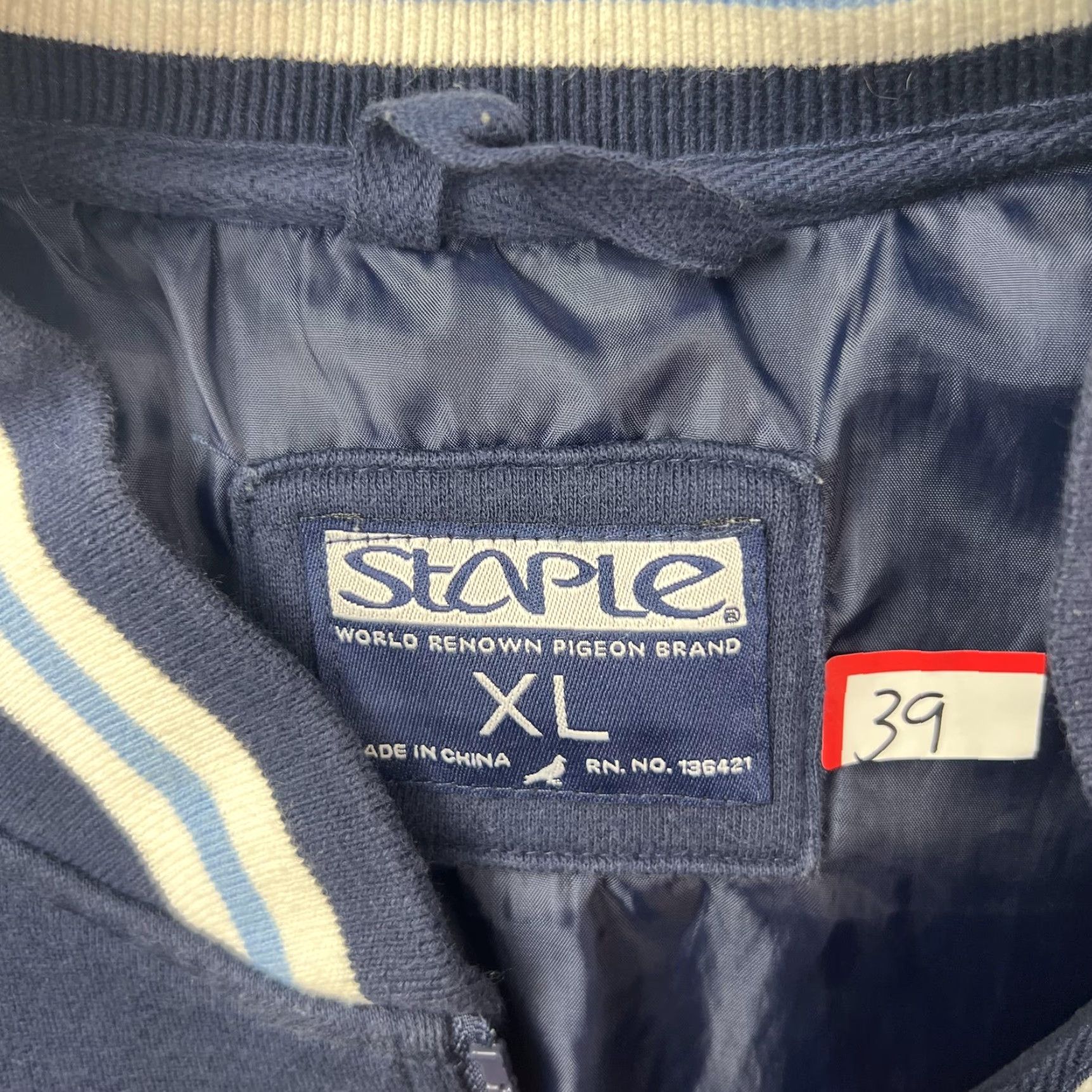 Vintage Staple Pigeon Jacket Mens XL Navy Varsity College Embroidered S 75 Bomber Zip Full-Zip Letterman Size US XL / EU 56 / 4 - 4 Thumbnail