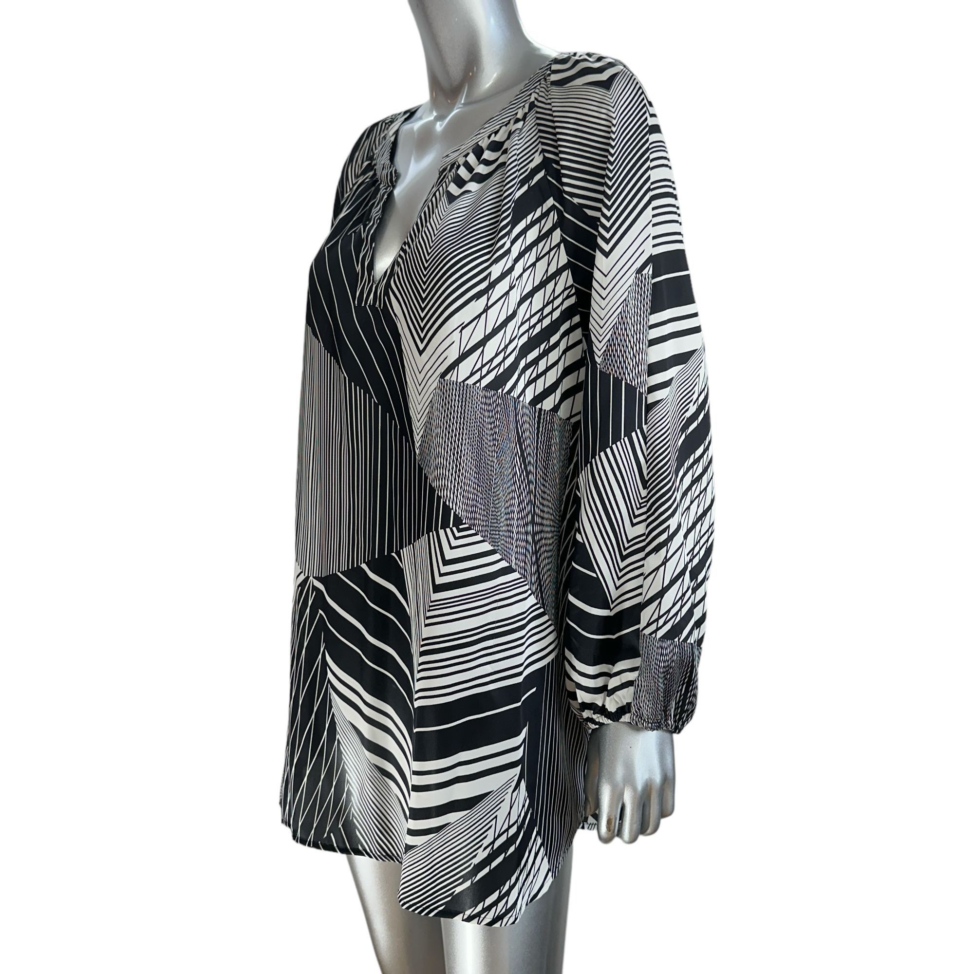 Kasper Kasper Women's Black & White Geometric Print Long Sleeve Pul Size XL / US 12-14 / IT 48-50 - 3 Thumbnail